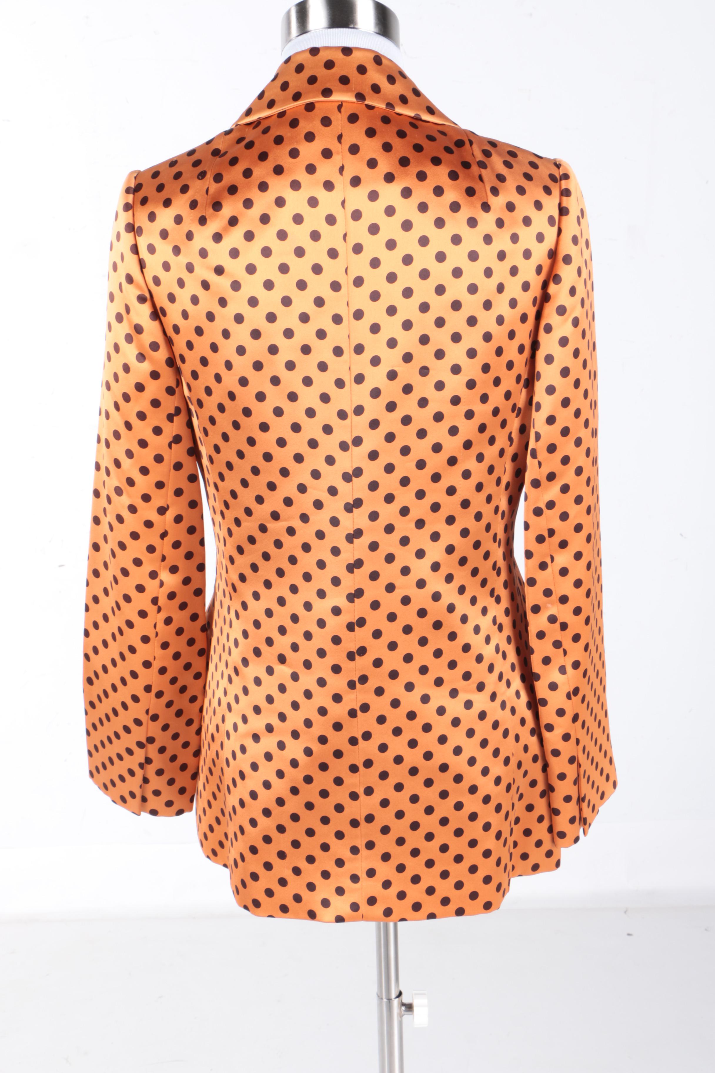 Vintage Cardinali Polka Dot Satin Skirt Suit