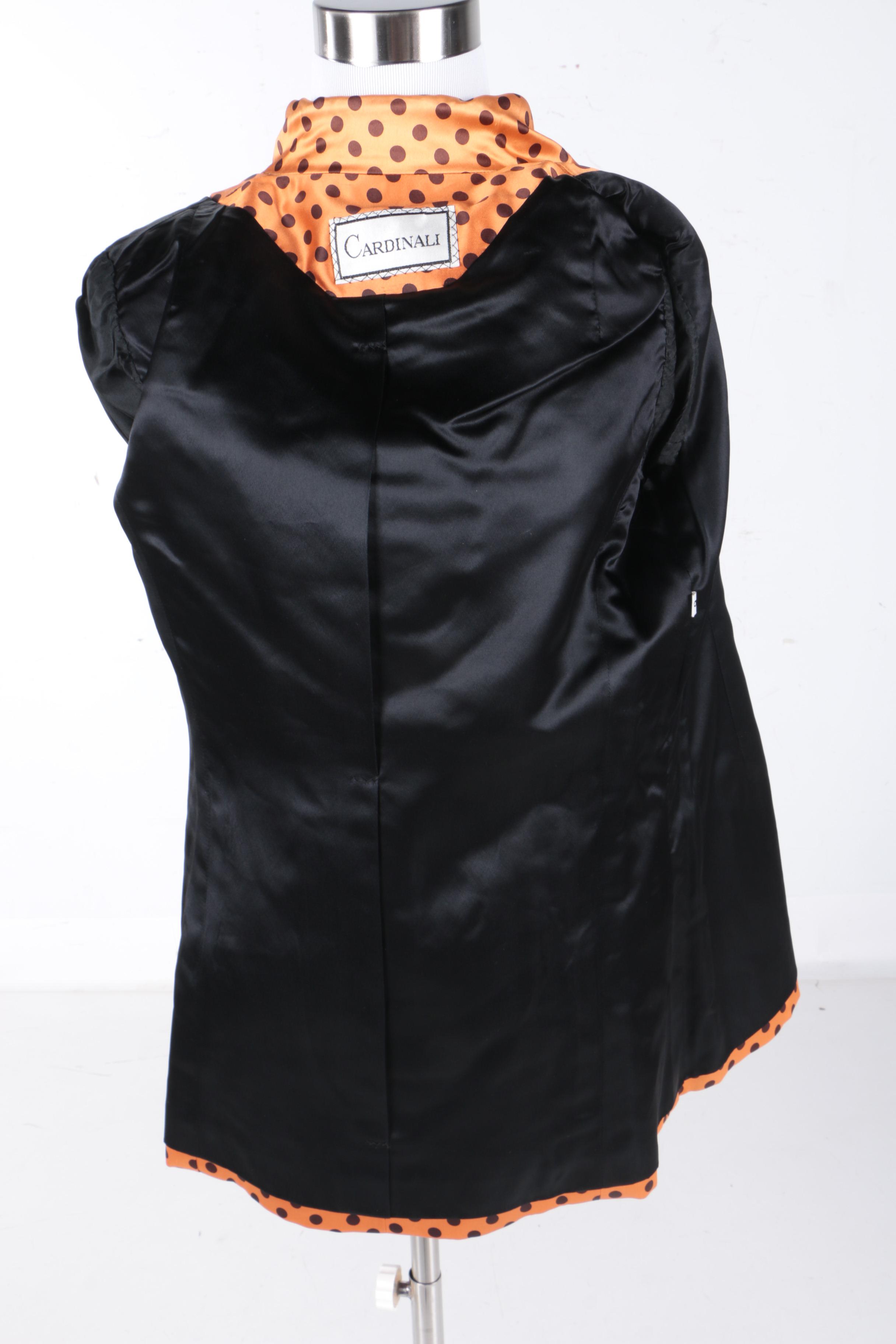 Vintage Cardinali Polka Dot Satin Skirt Suit