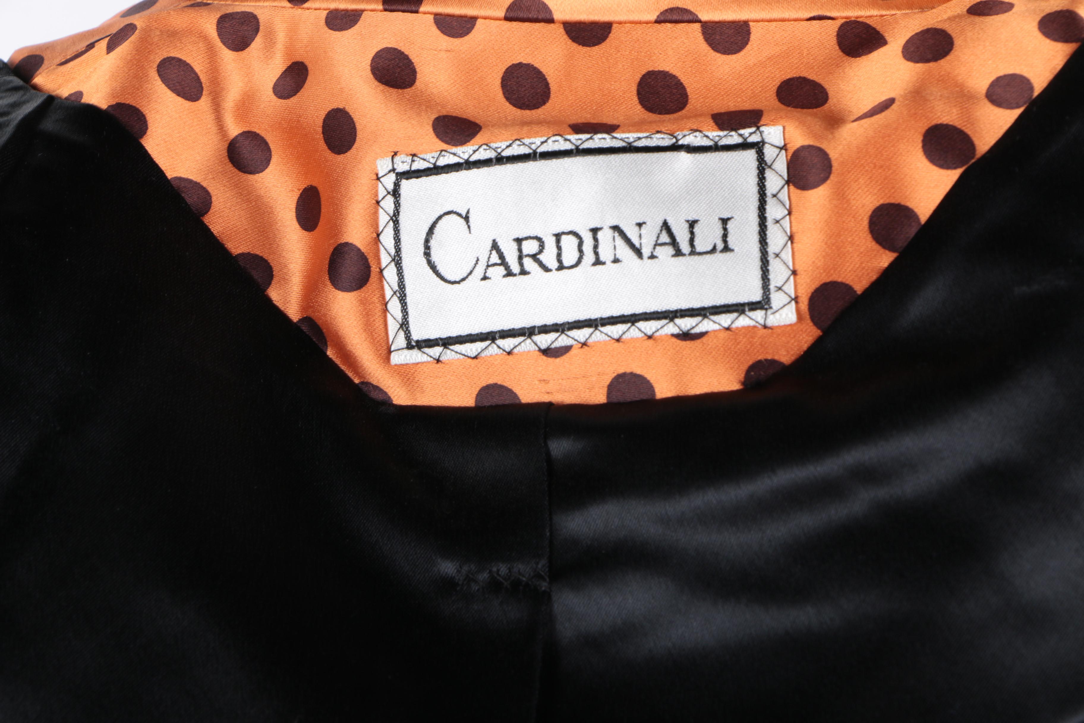 Vintage Cardinali Polka Dot Satin Skirt Suit