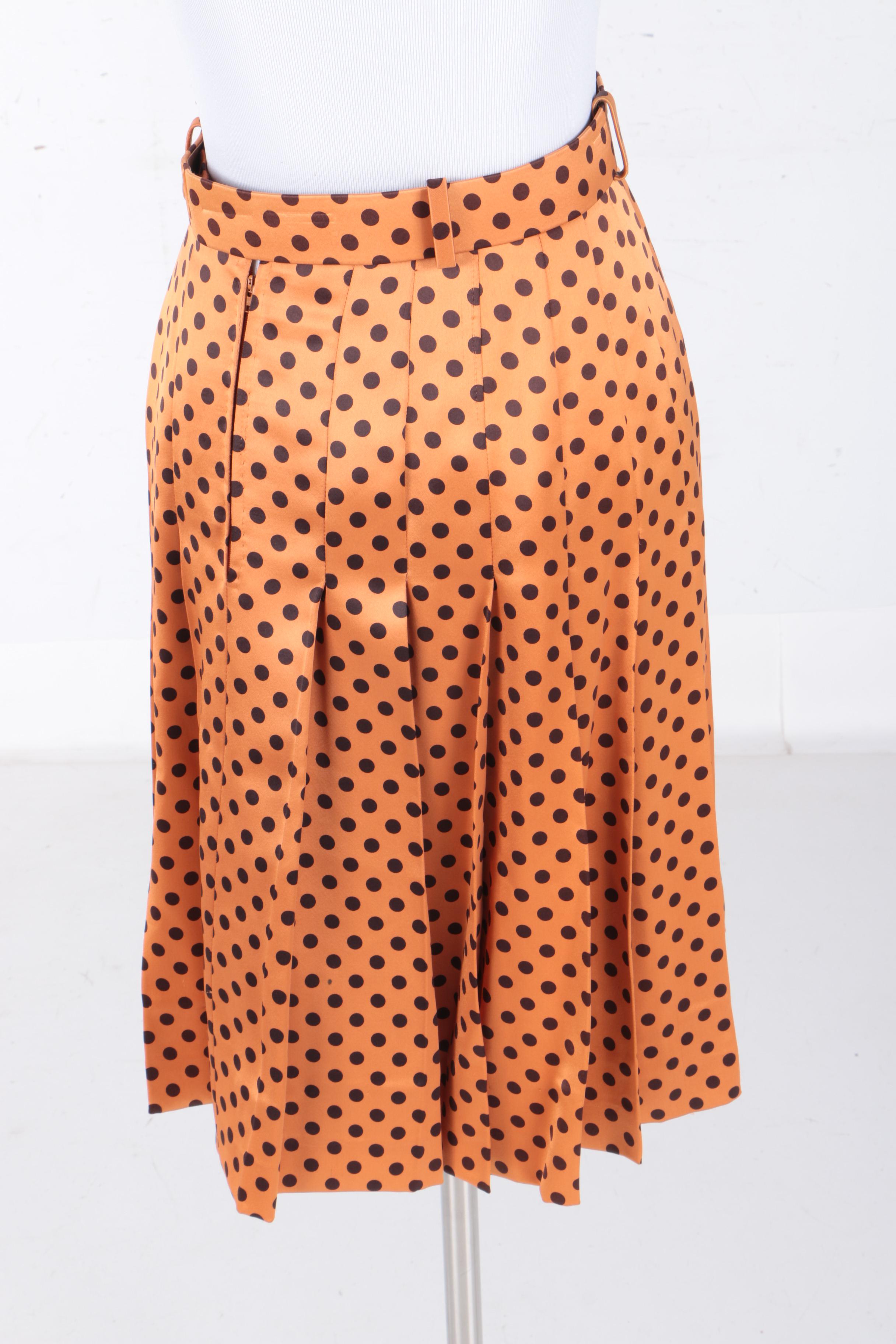 Vintage Cardinali Polka Dot Satin Skirt Suit