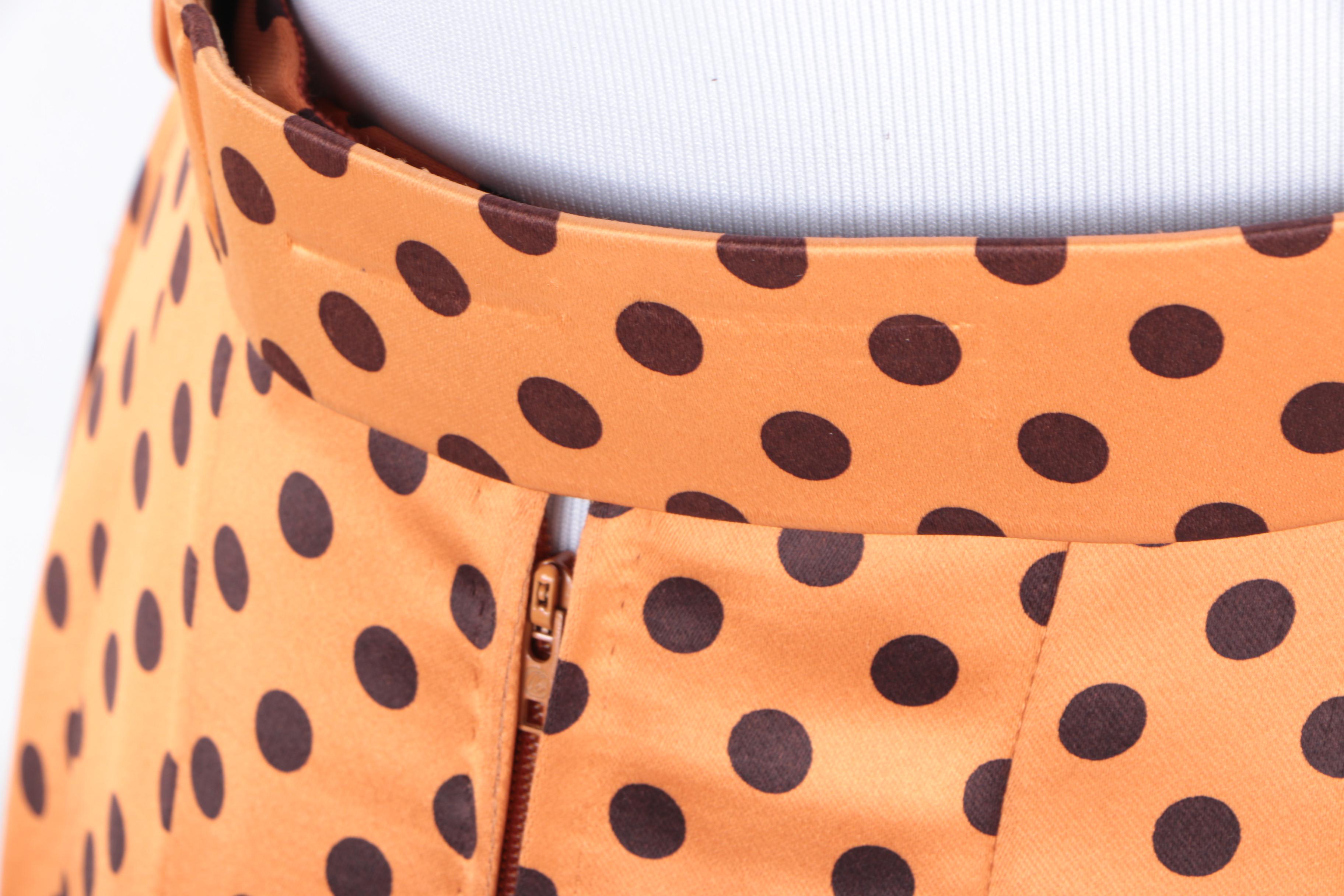 Vintage Cardinali Polka Dot Satin Skirt Suit