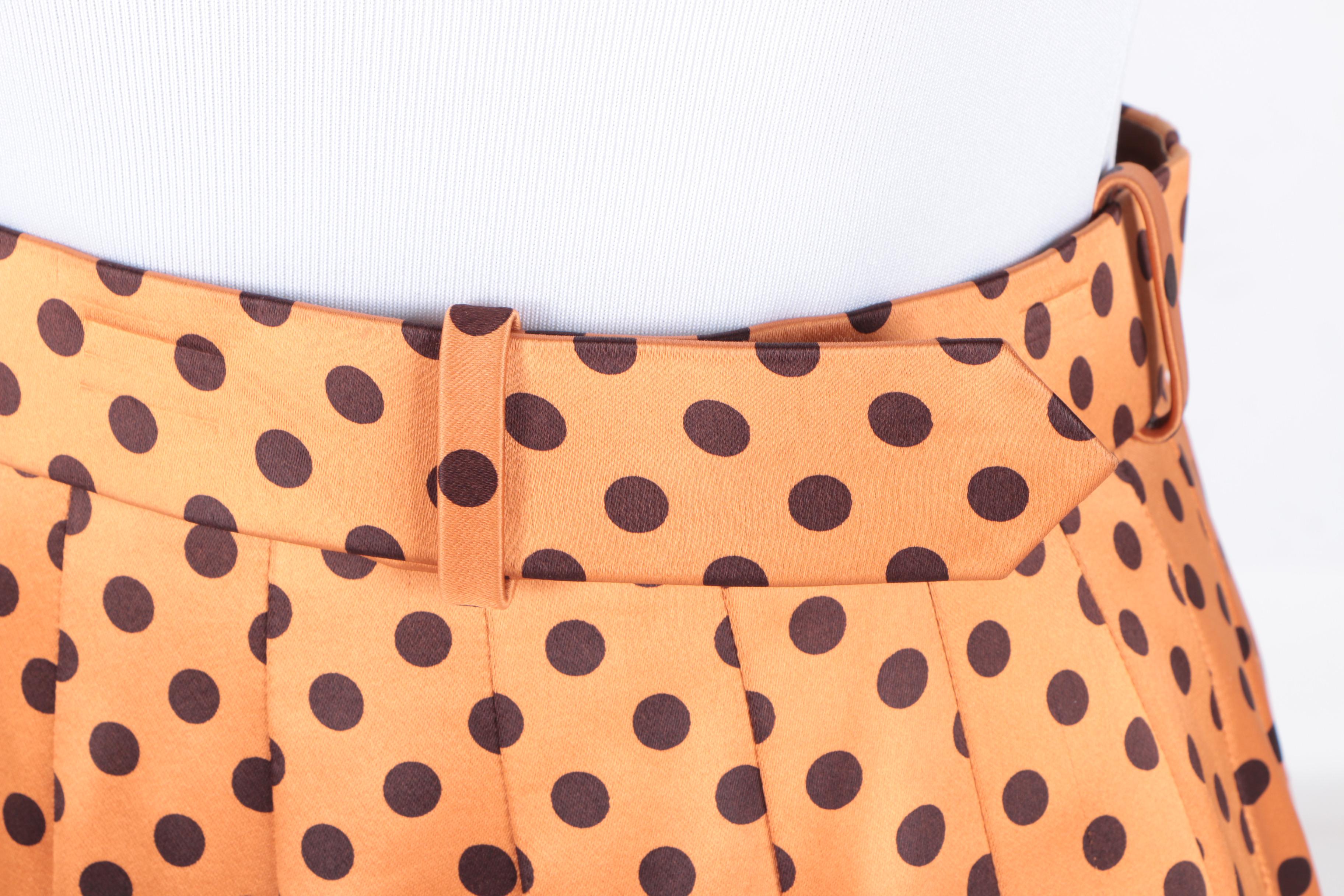 Vintage Cardinali Polka Dot Satin Skirt Suit