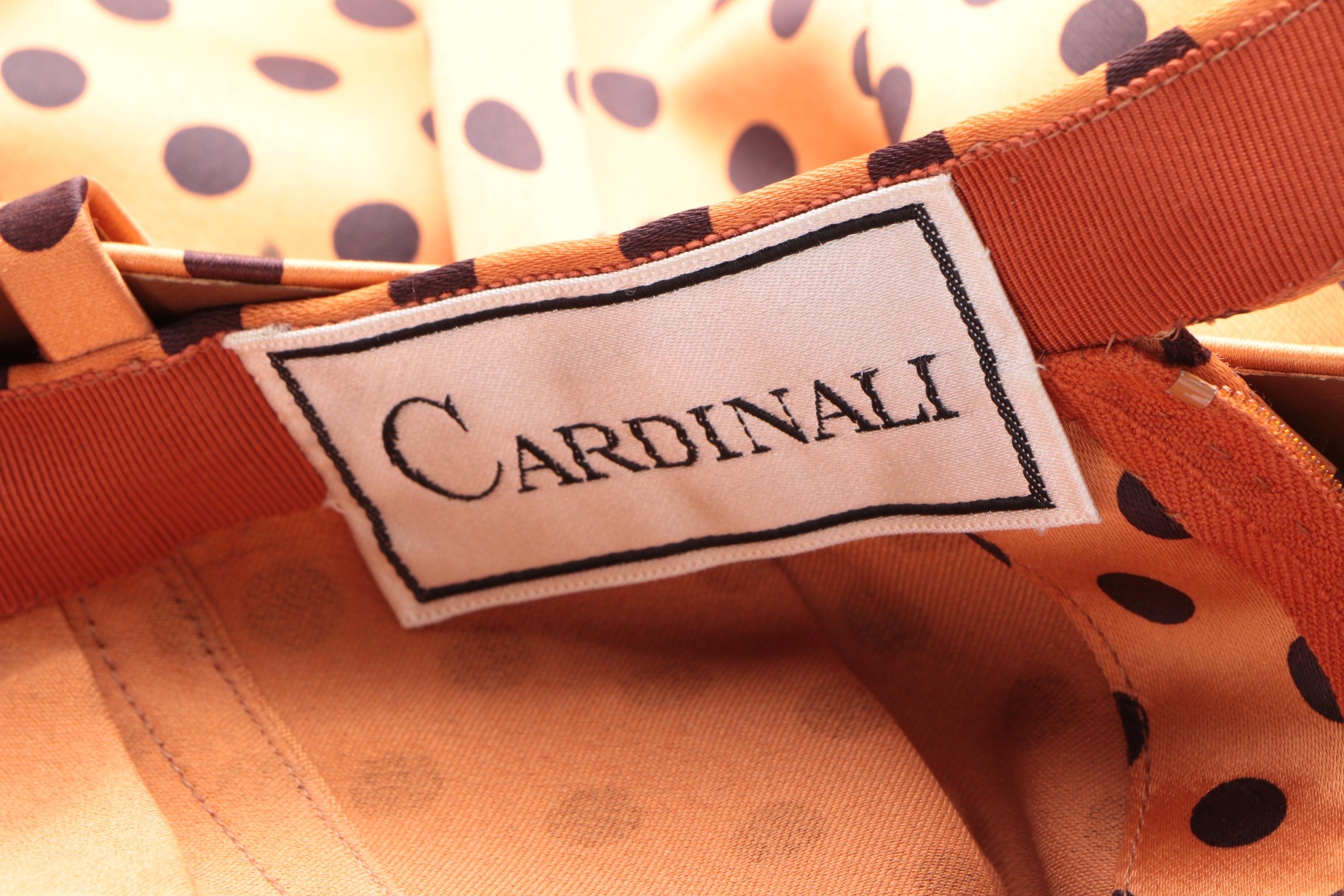 Vintage Cardinali Polka Dot Satin Skirt Suit