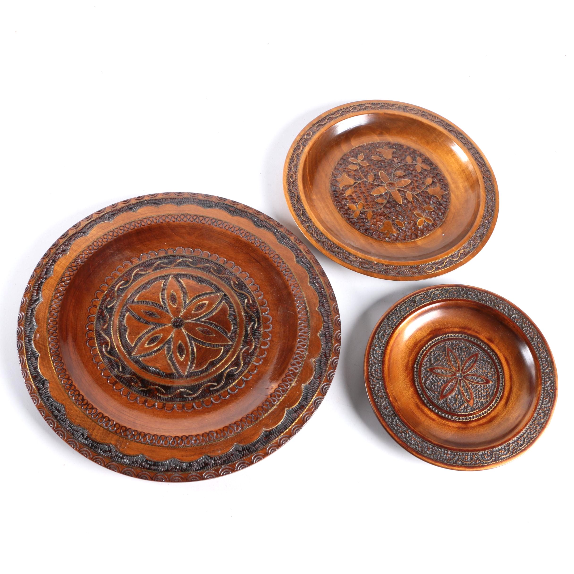 Decorative Carved Wood Plates