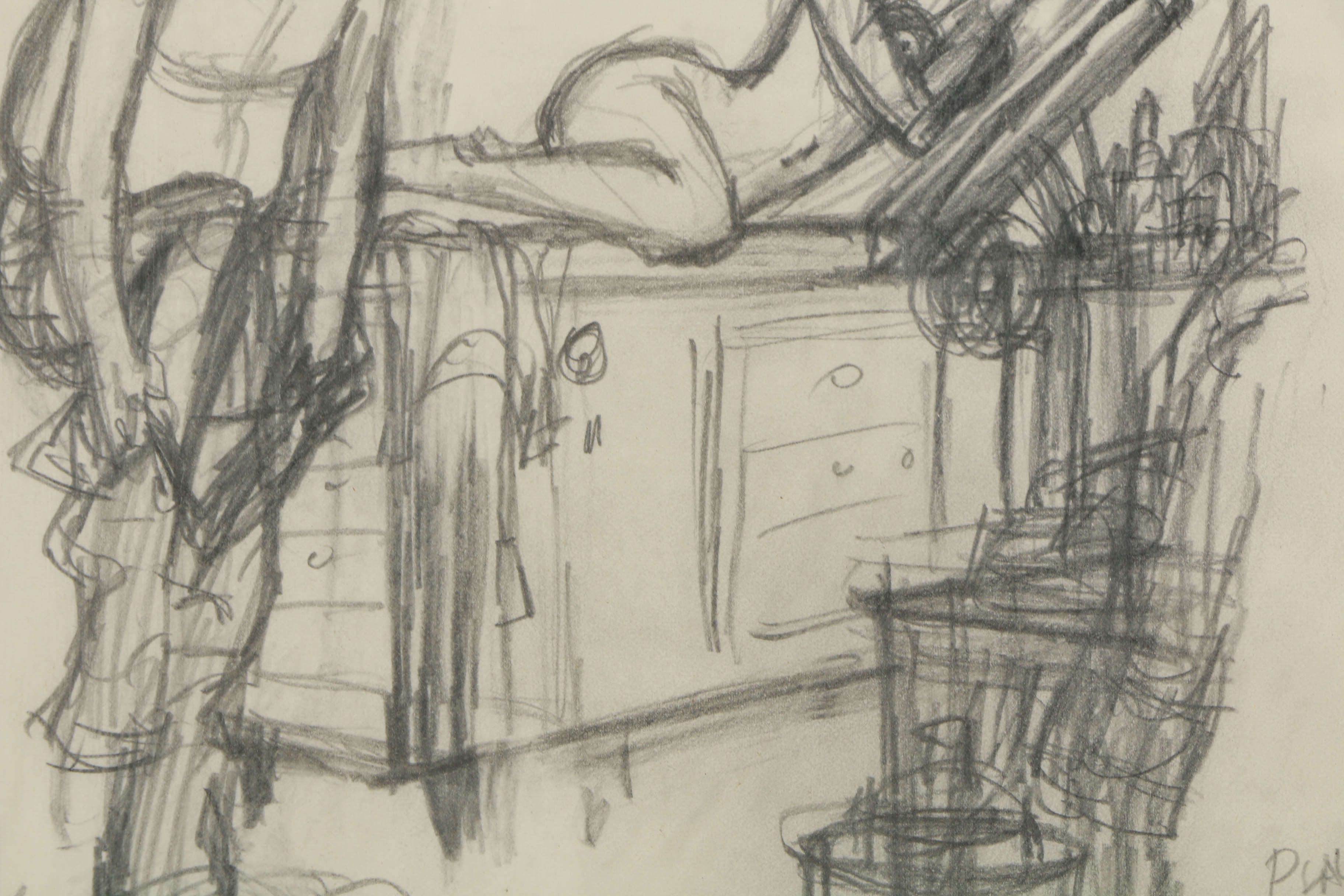 Dink Siegel Graphite Cartoon on Paper "I Thought Acupuncture..."