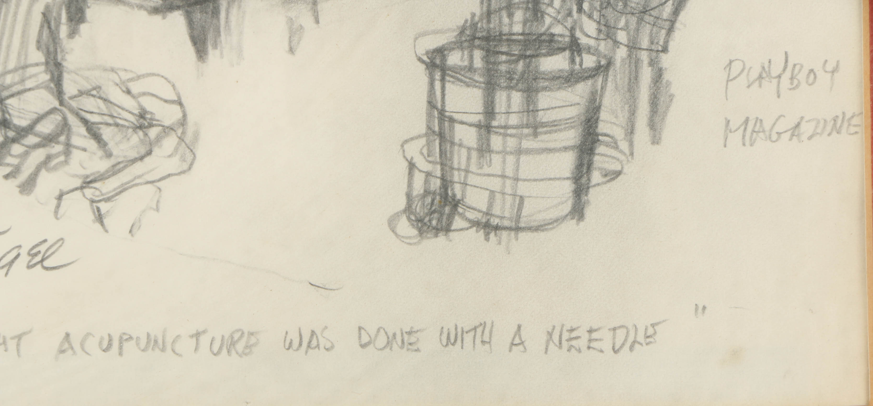 Dink Siegel Graphite Cartoon on Paper "I Thought Acupuncture..."