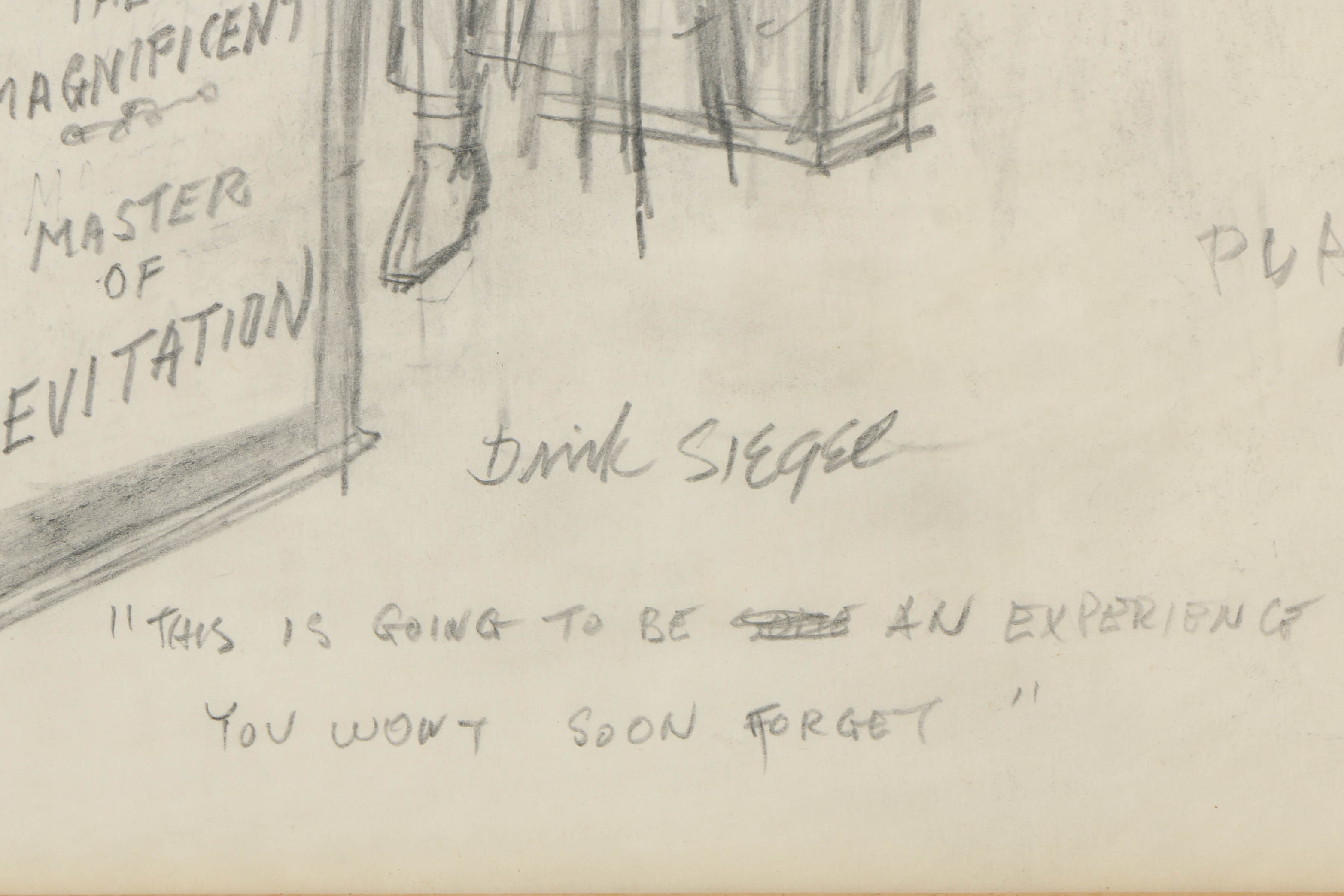 Dink Siegel Graphite Cartoon on Paper "Merlin the Magnificent"