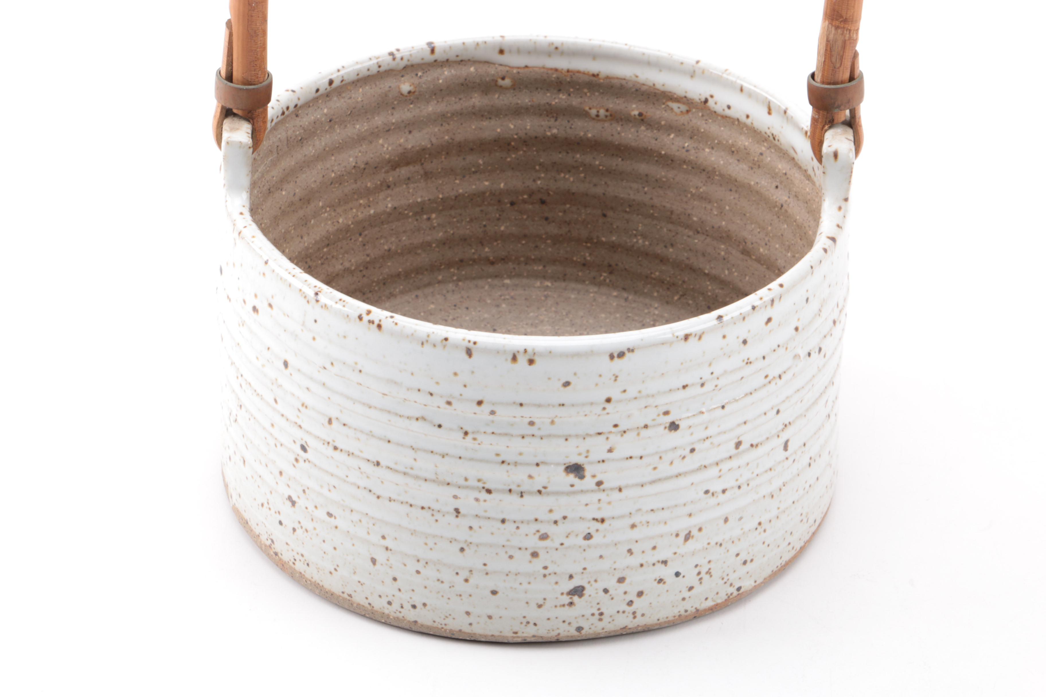 Studio Stoneware Vessel with Bamboo Handle
