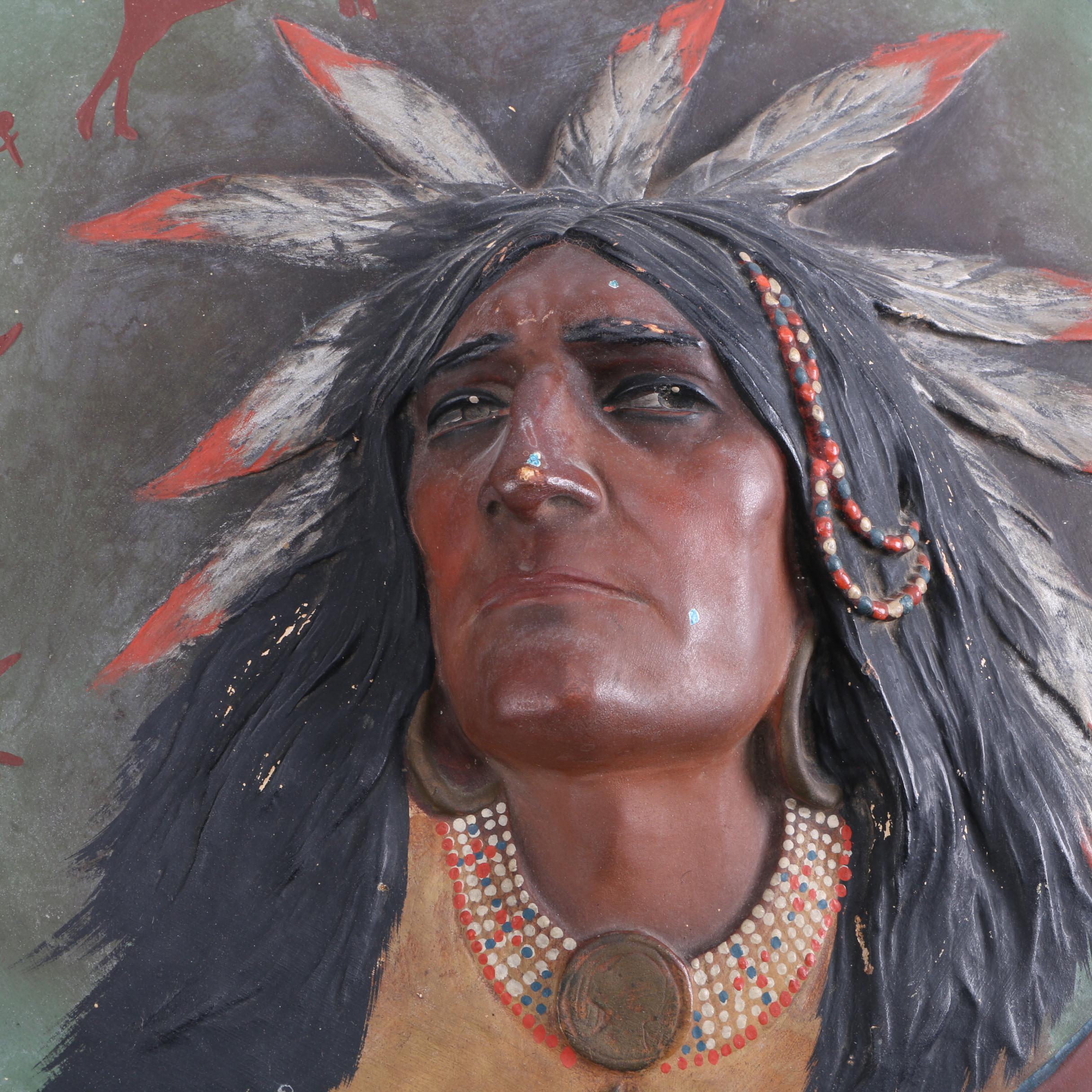 Vintage Native American Inspired Chalkware Plaque