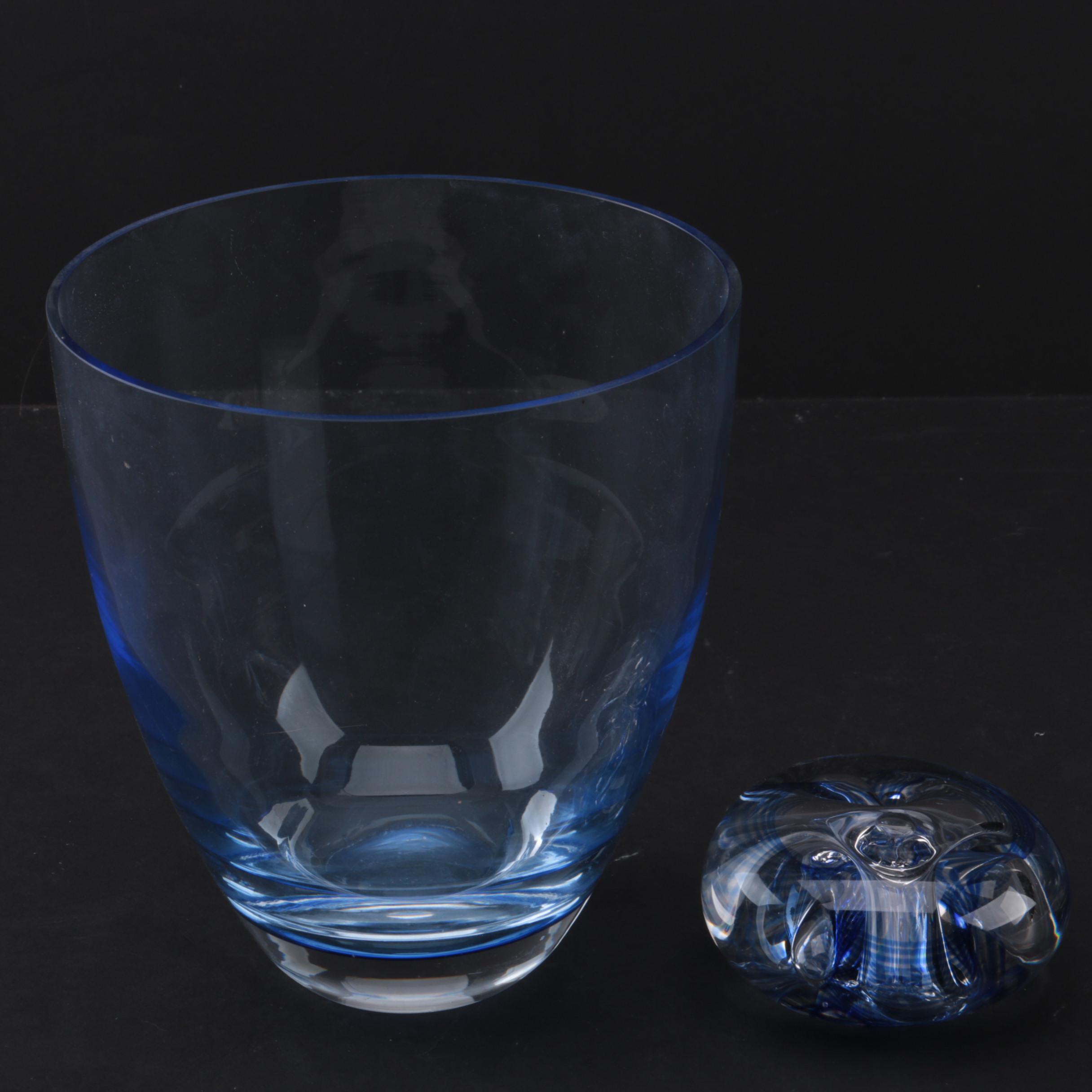 Blue Glass Vase and Paperweight