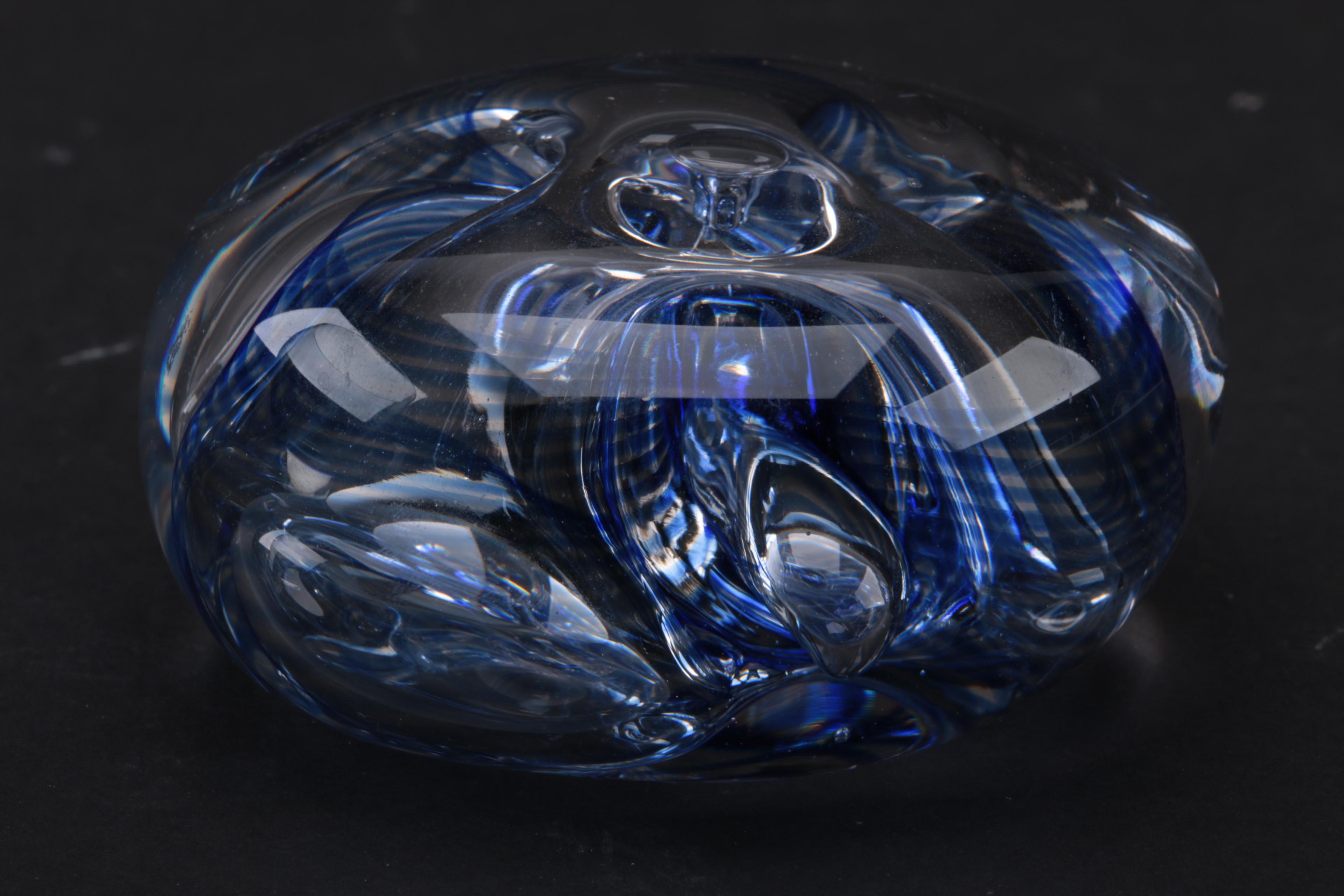 Blue Glass Vase and Paperweight
