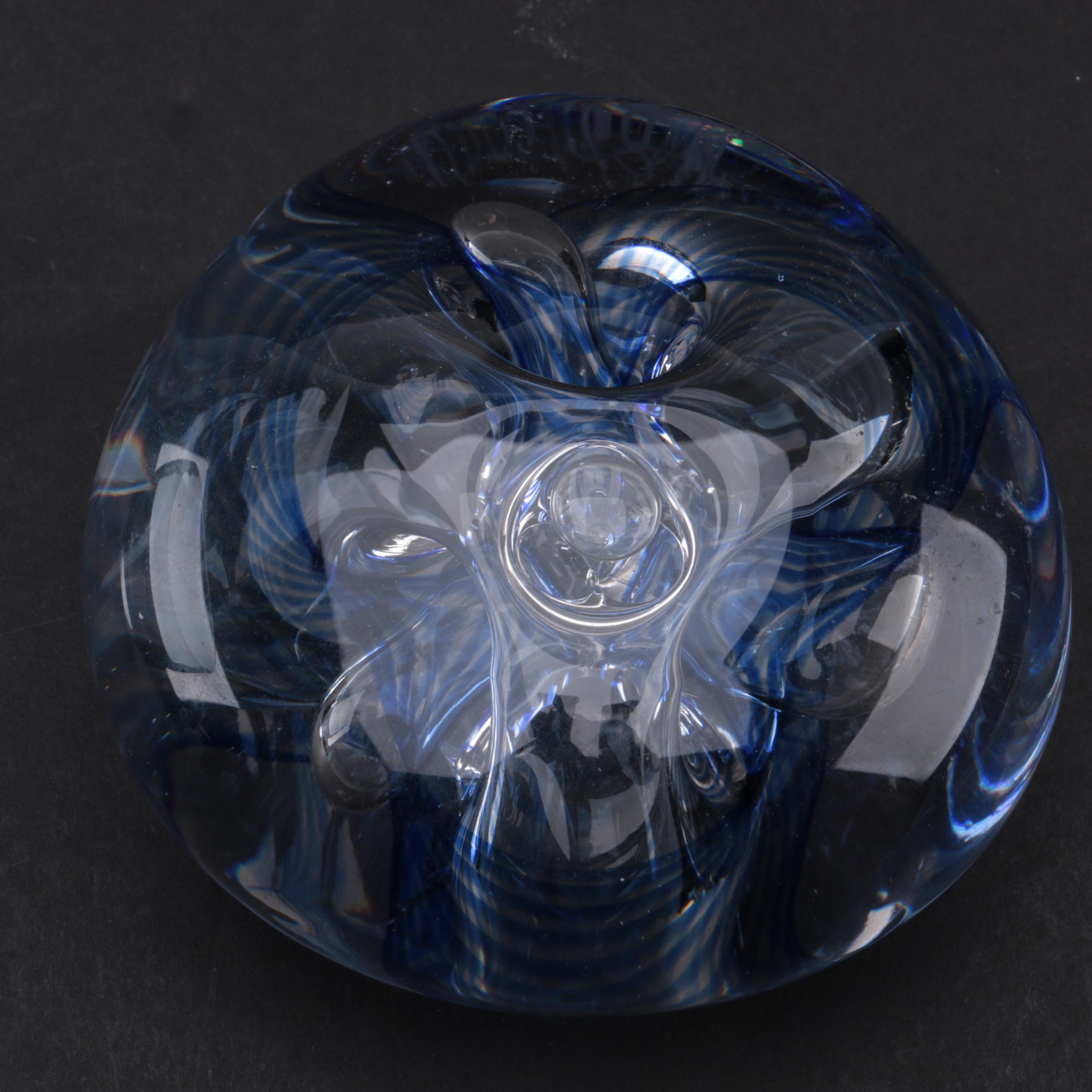 Blue Glass Vase and Paperweight