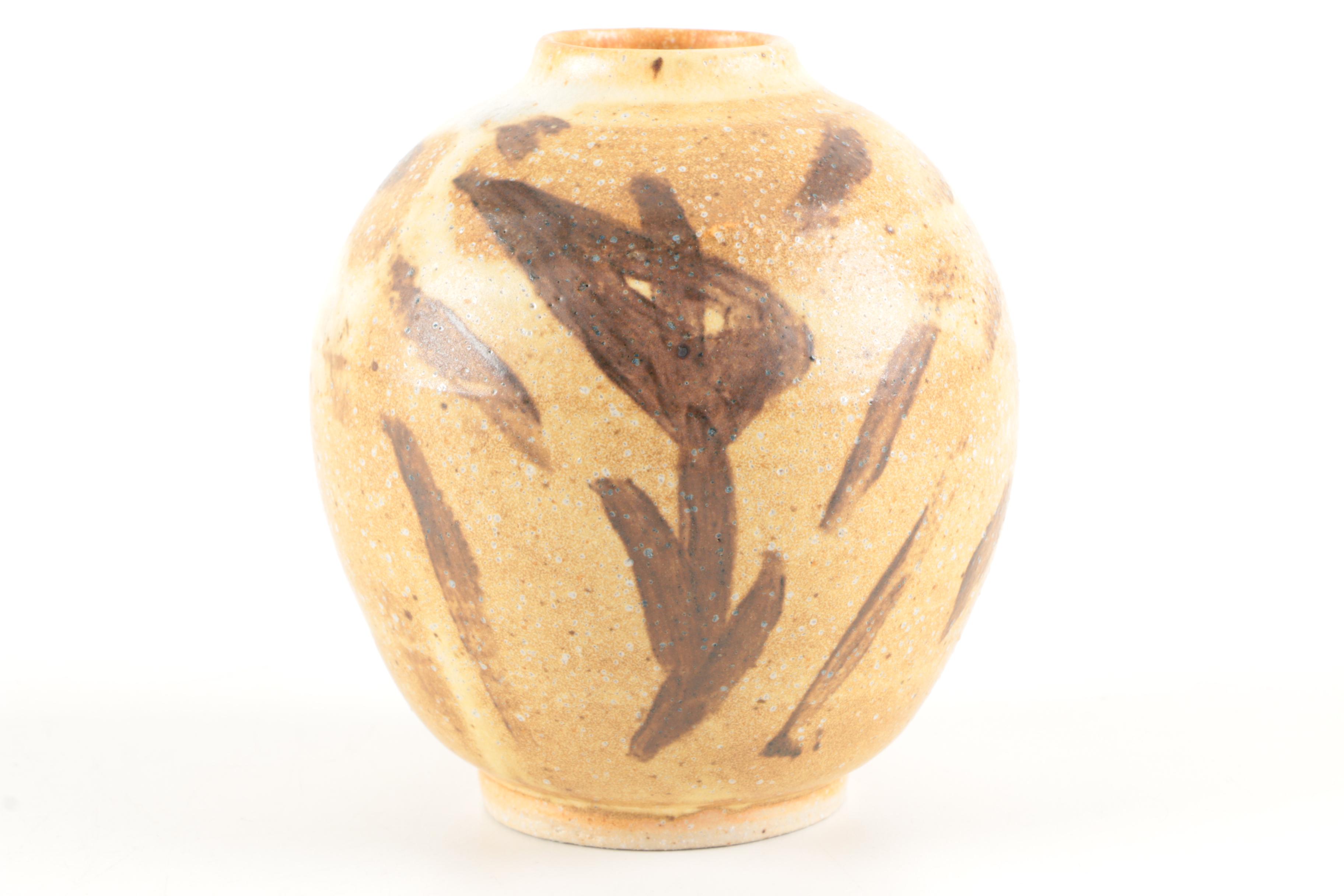 Stoneware Vase and Hand Thrown Stoneware Canister