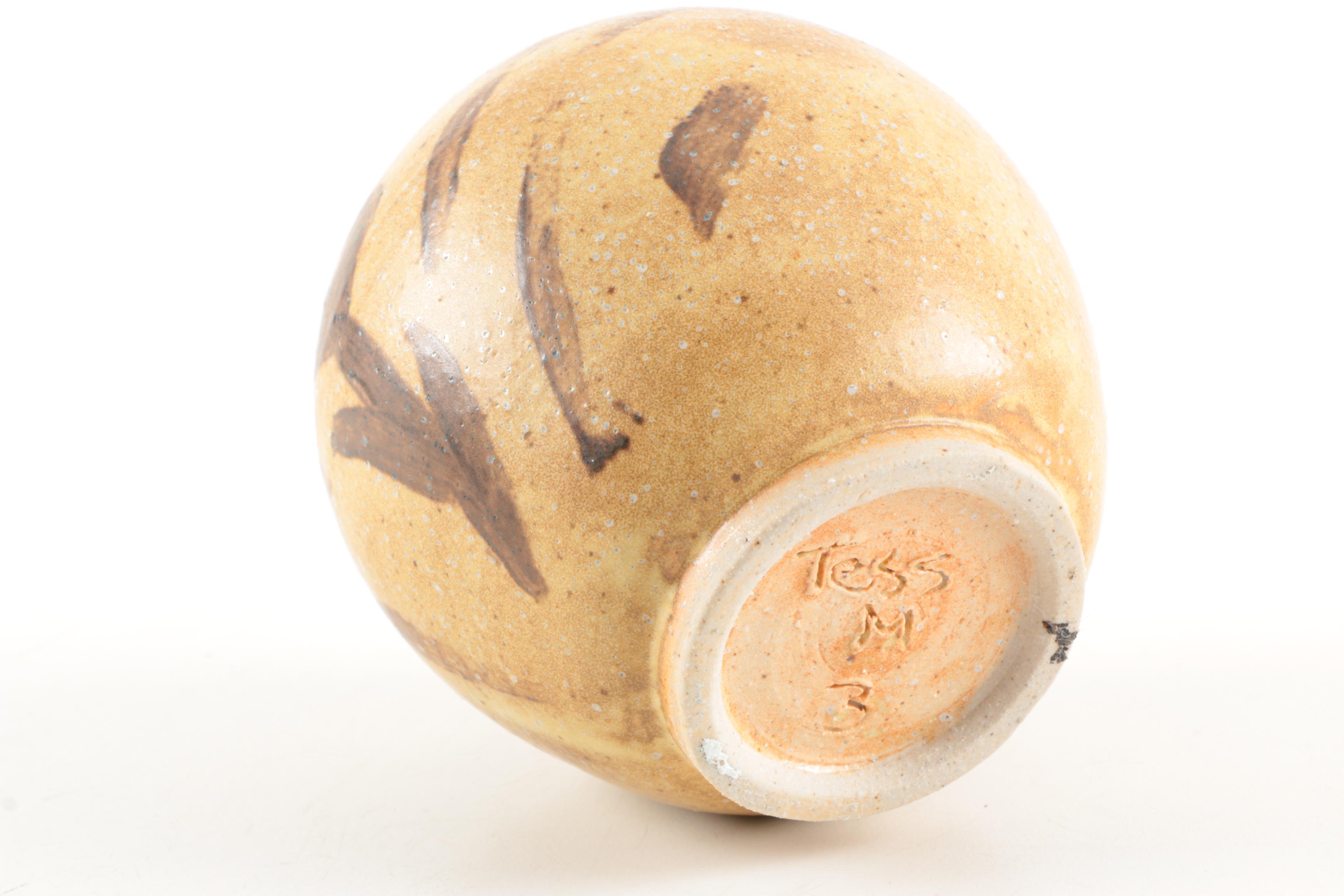 Stoneware Vase and Hand Thrown Stoneware Canister