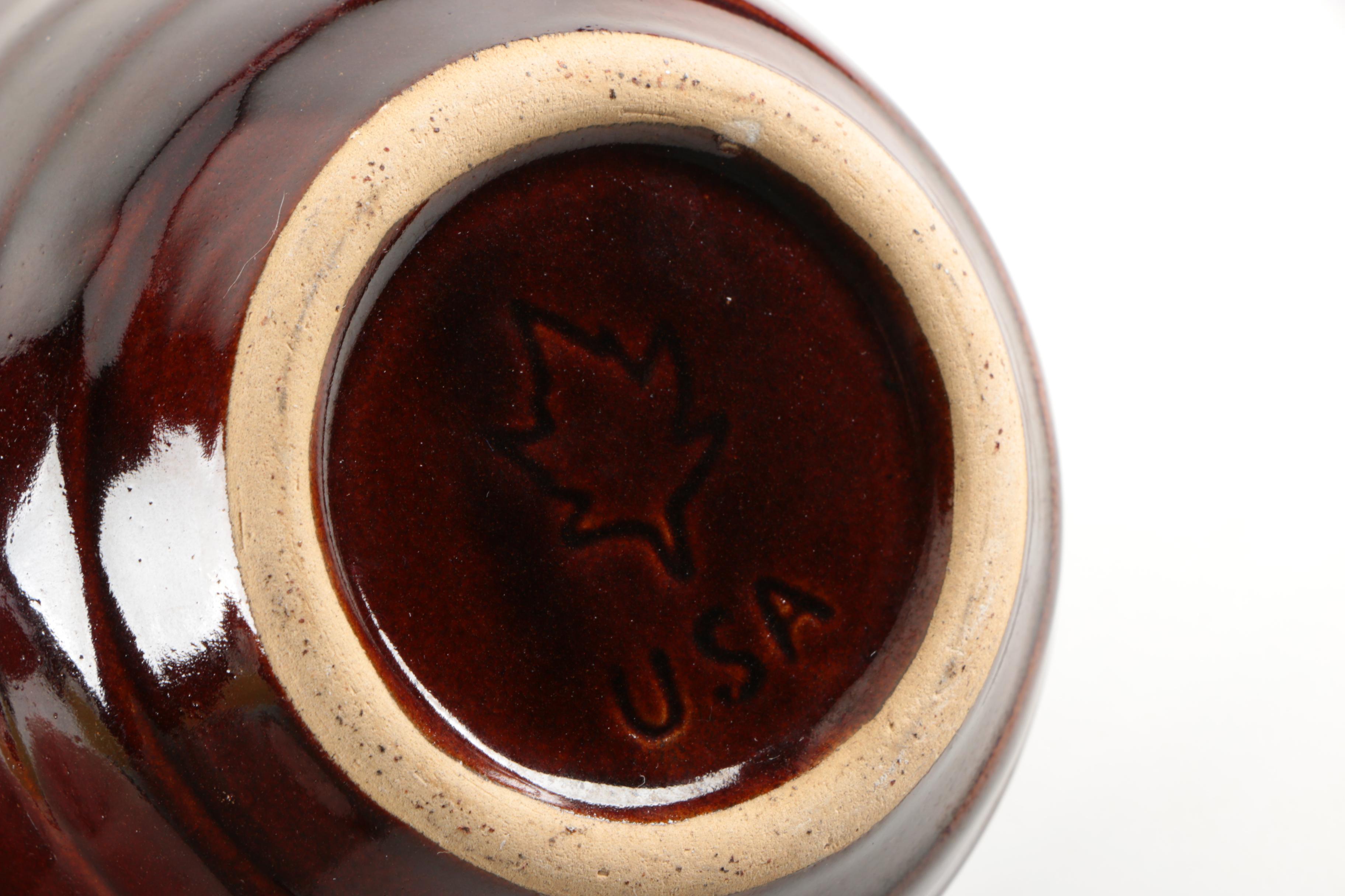 Collection of Vintage Pottery Mixing Bowls Featuring Monmouth Pottery