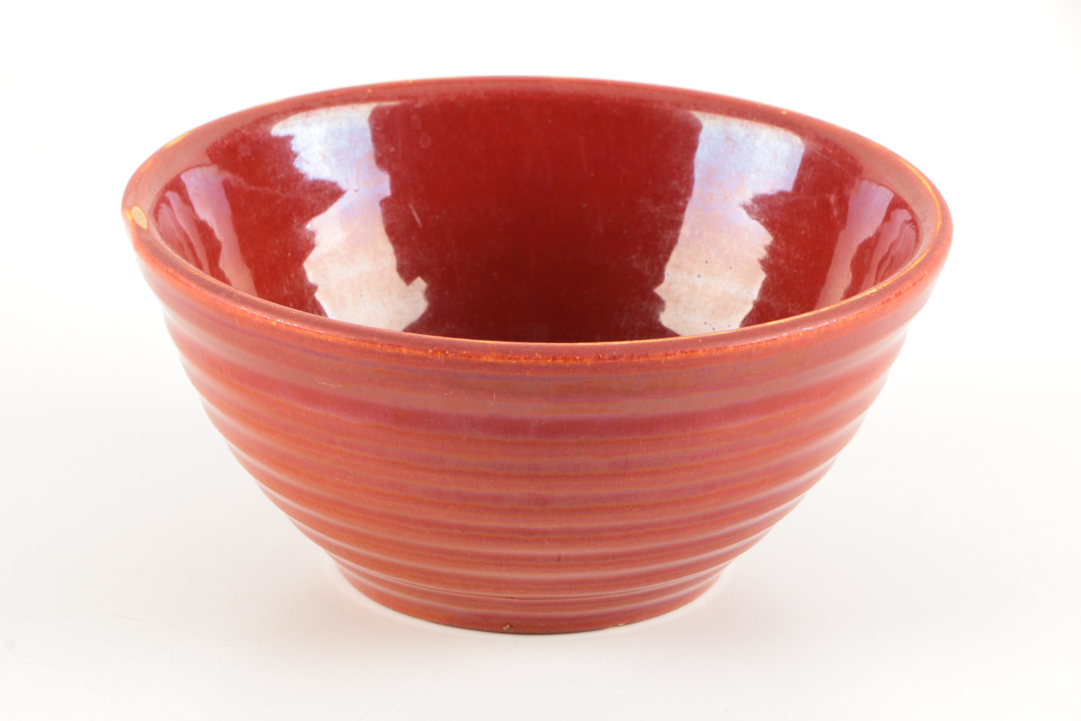 Collection of Vintage Pottery Mixing Bowls Featuring Monmouth Pottery