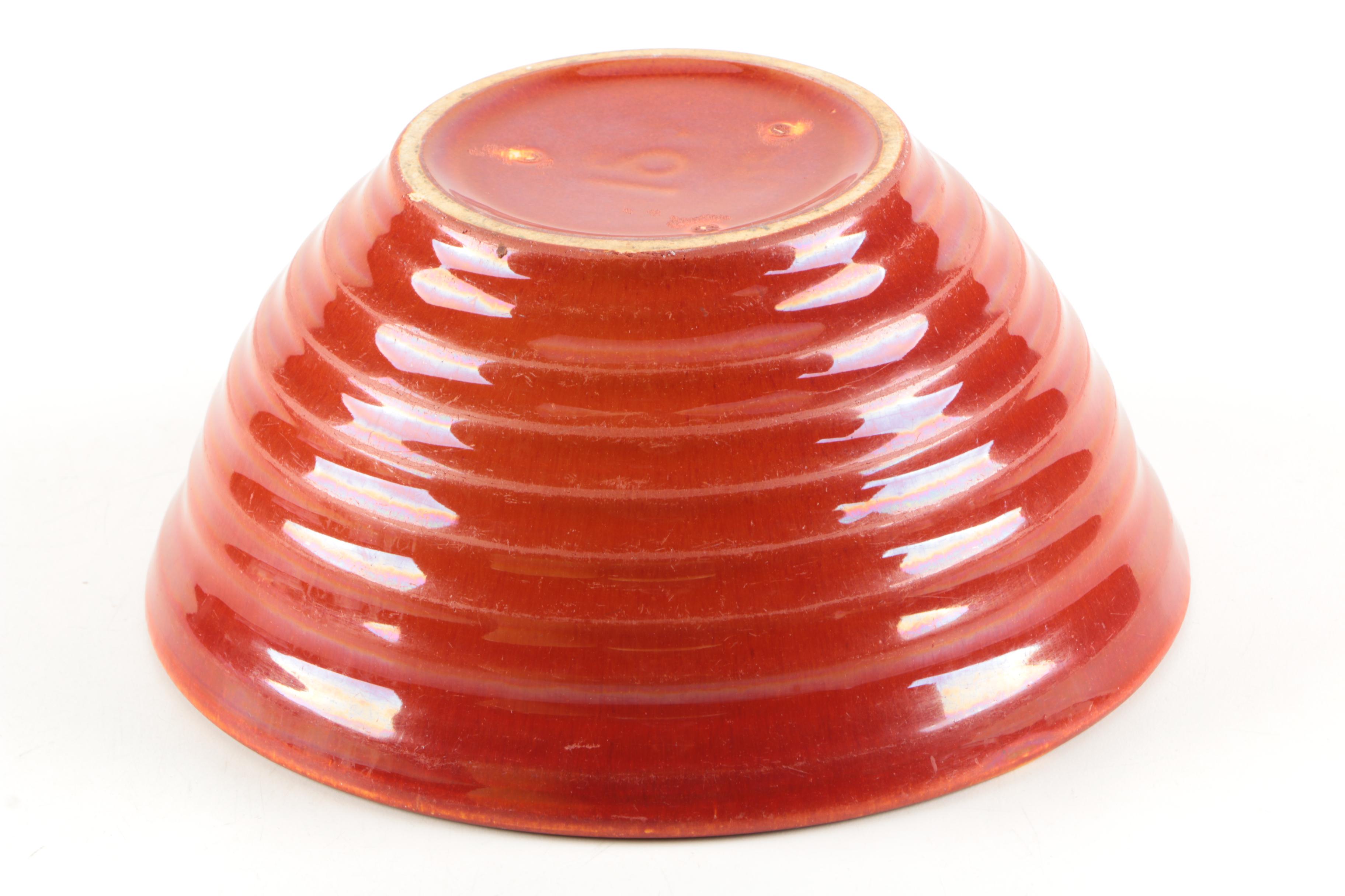 Collection of Vintage Pottery Mixing Bowls Featuring Monmouth Pottery