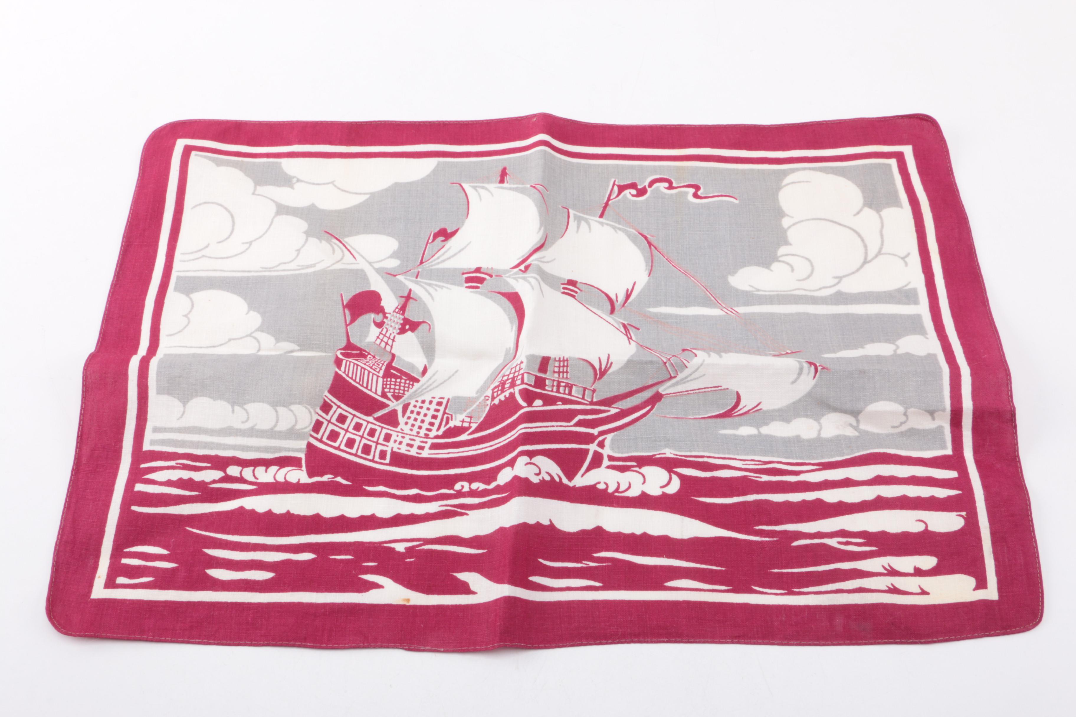 Four Ship-Themed Cloth Tea Towels