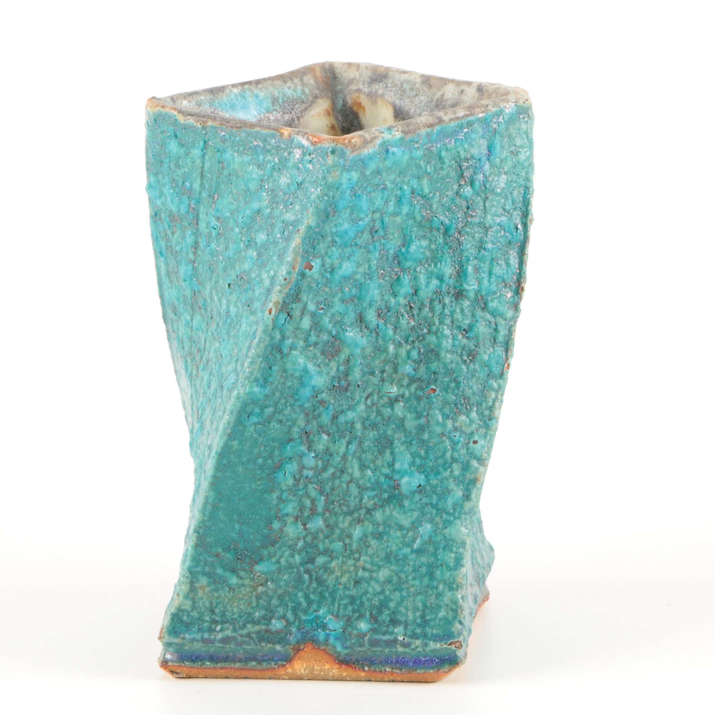 Studio Pottery Green Glazed Vase
