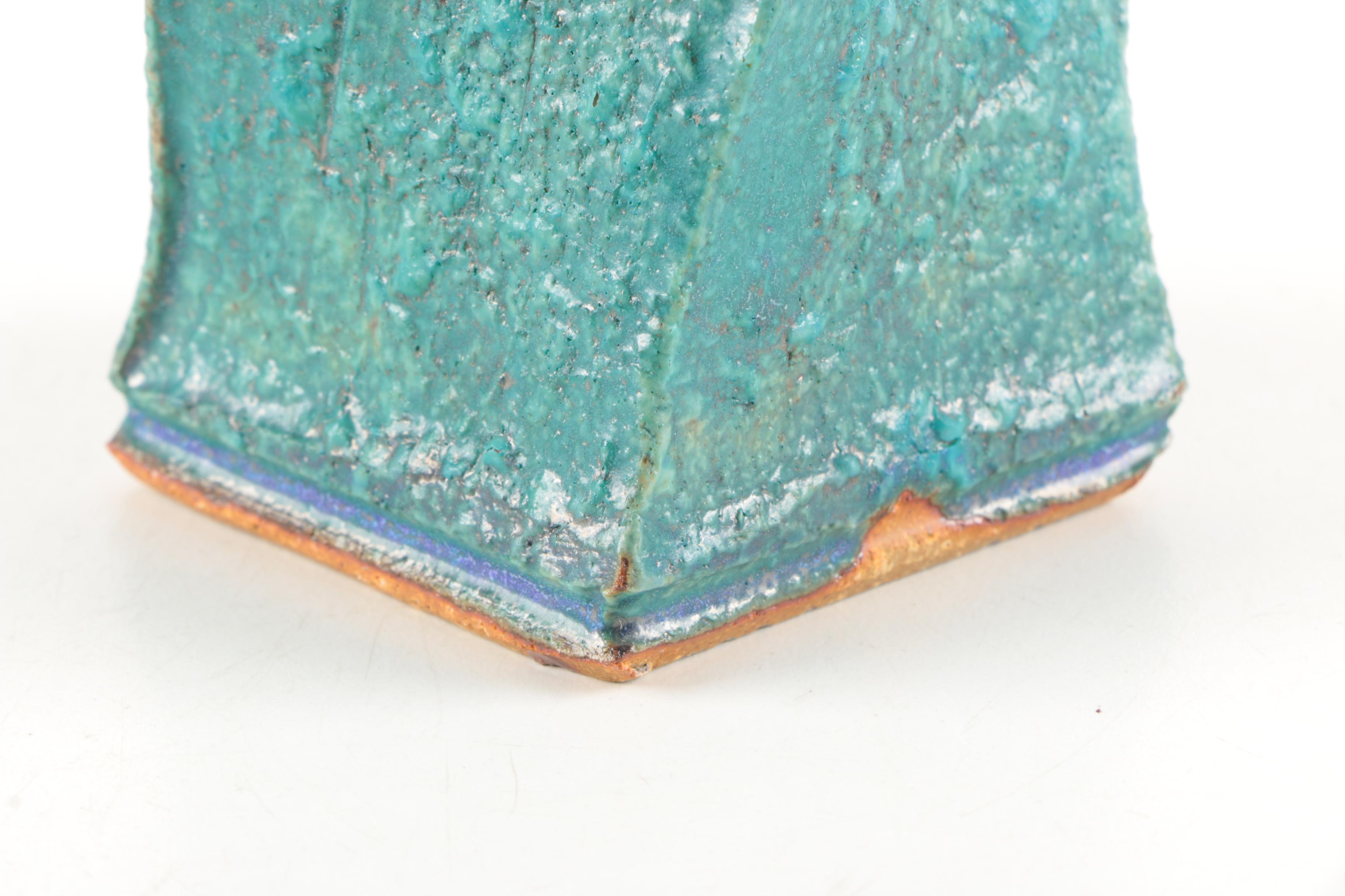 Studio Pottery Green Glazed Vase