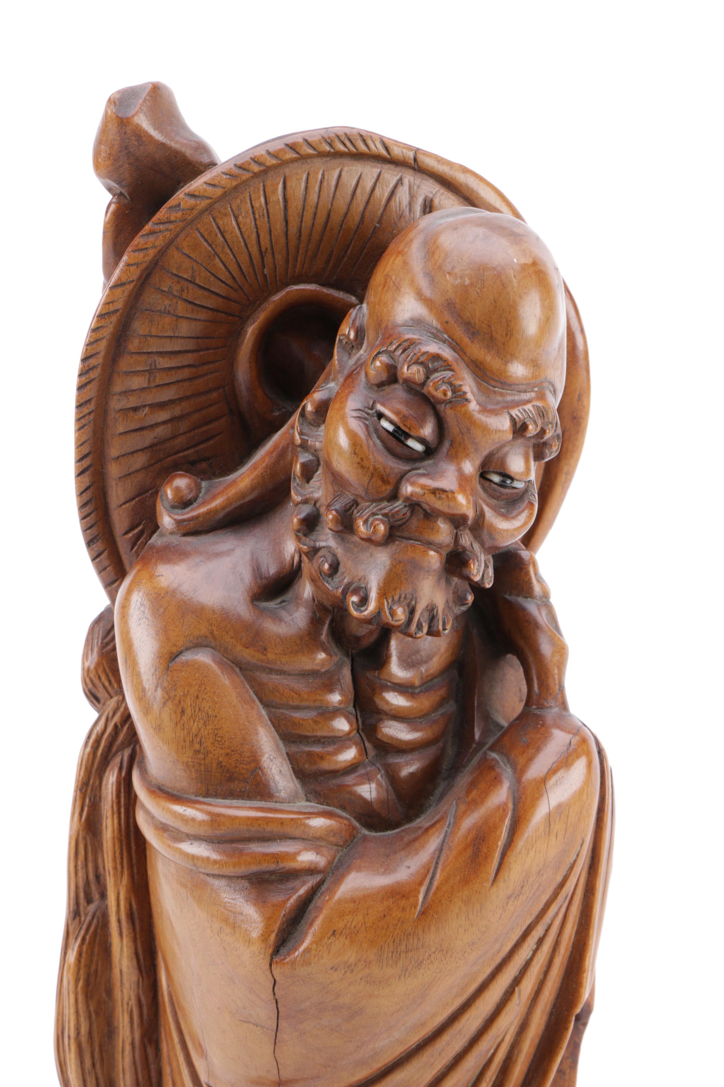 Chinese Hard Wood Figurine of Bearded Immortal