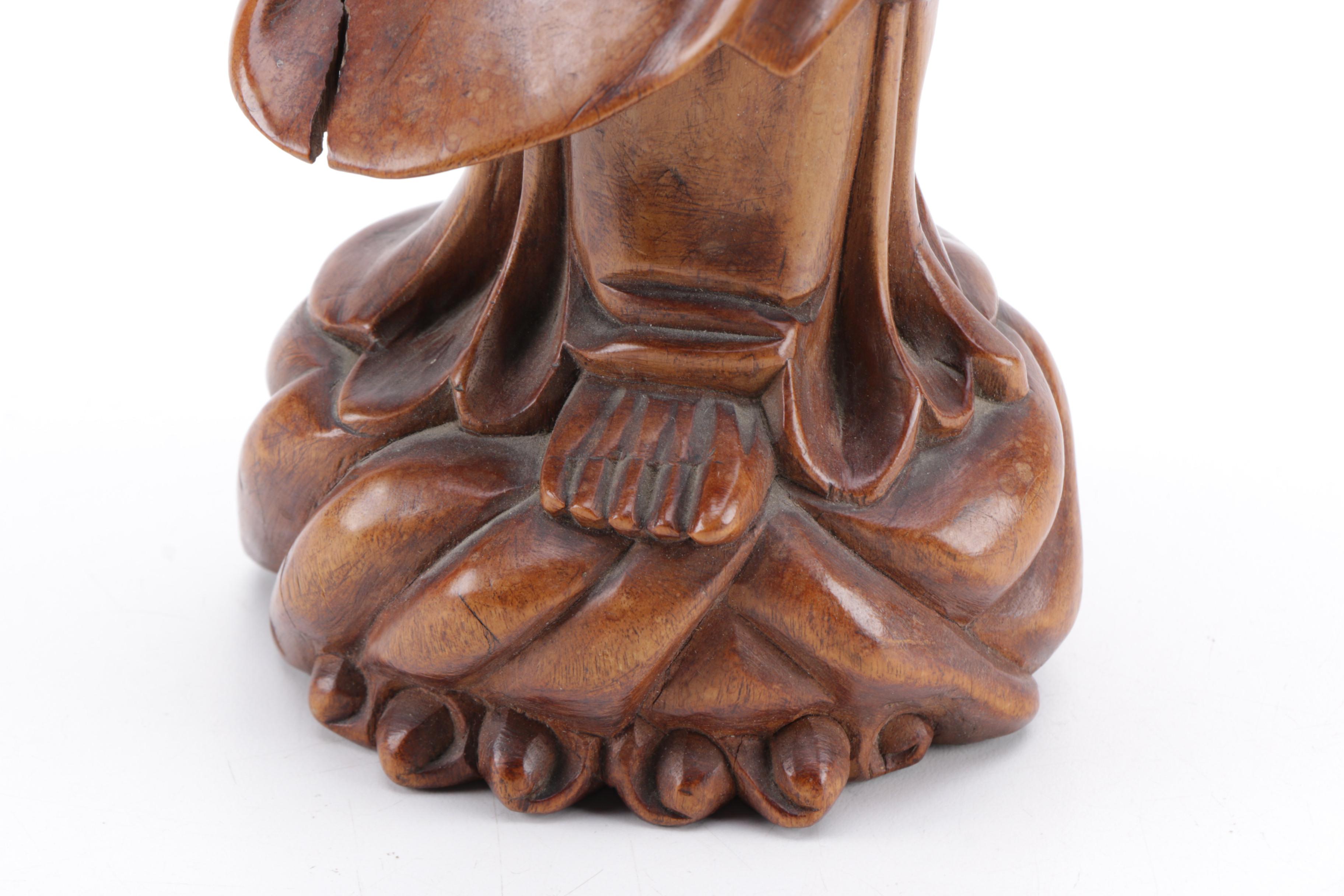 Chinese Hard Wood Figurine of Bearded Immortal