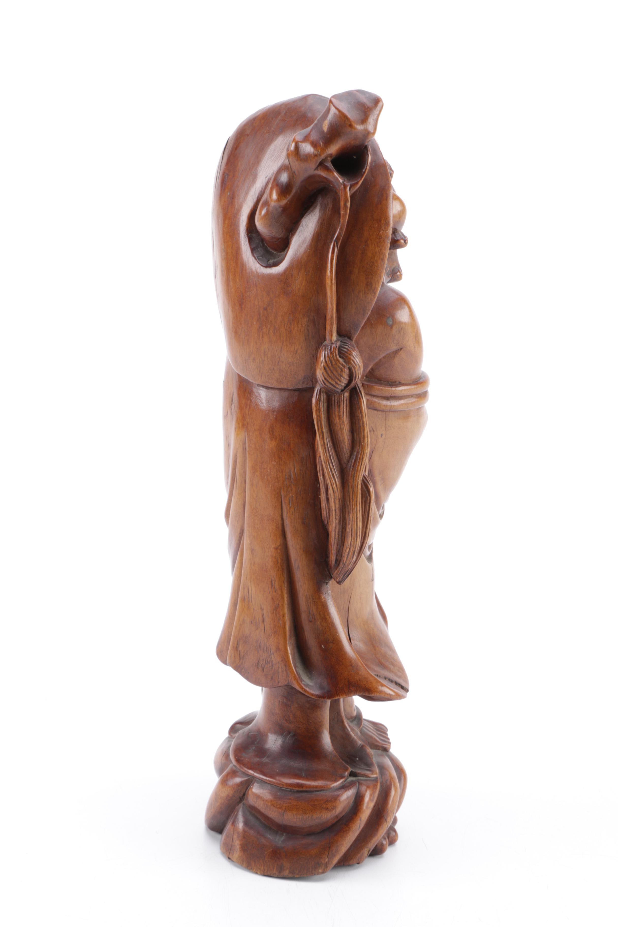 Chinese Hard Wood Figurine of Bearded Immortal