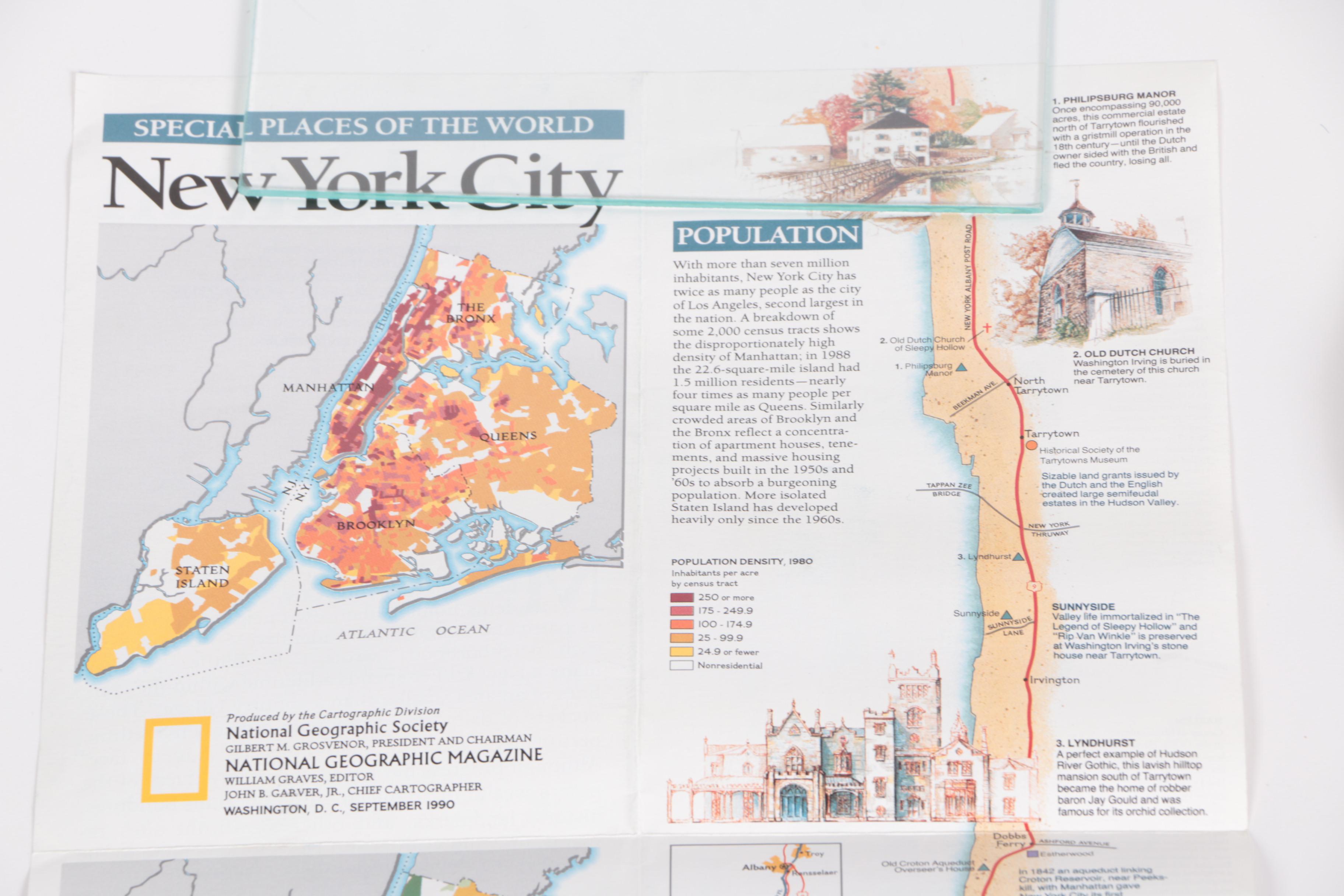 1990s National Geographic Society Maps of Japan, California and New York City