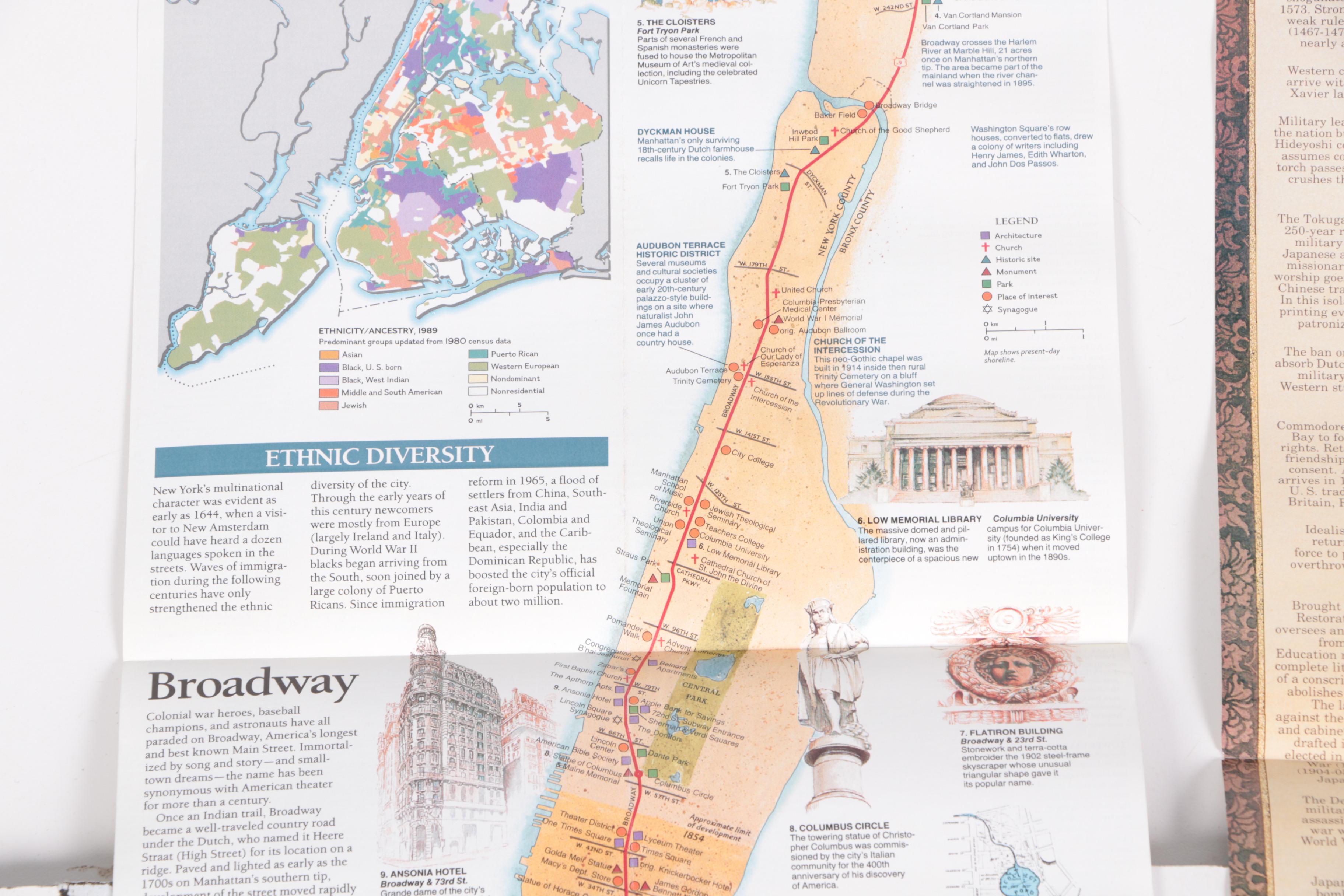 1990s National Geographic Society Maps of Japan, California and New York City