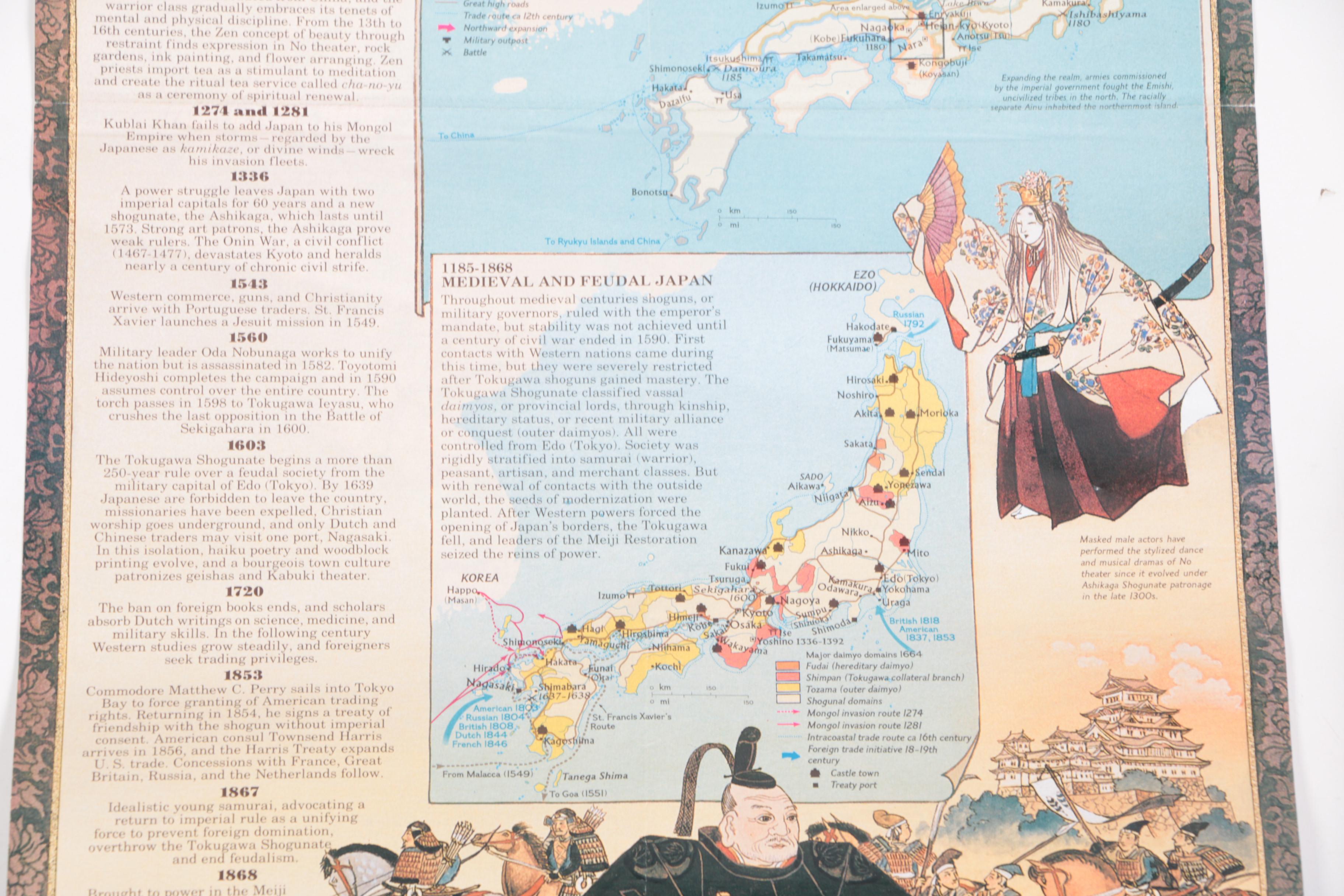 1990s National Geographic Society Maps of Japan, California and New York City