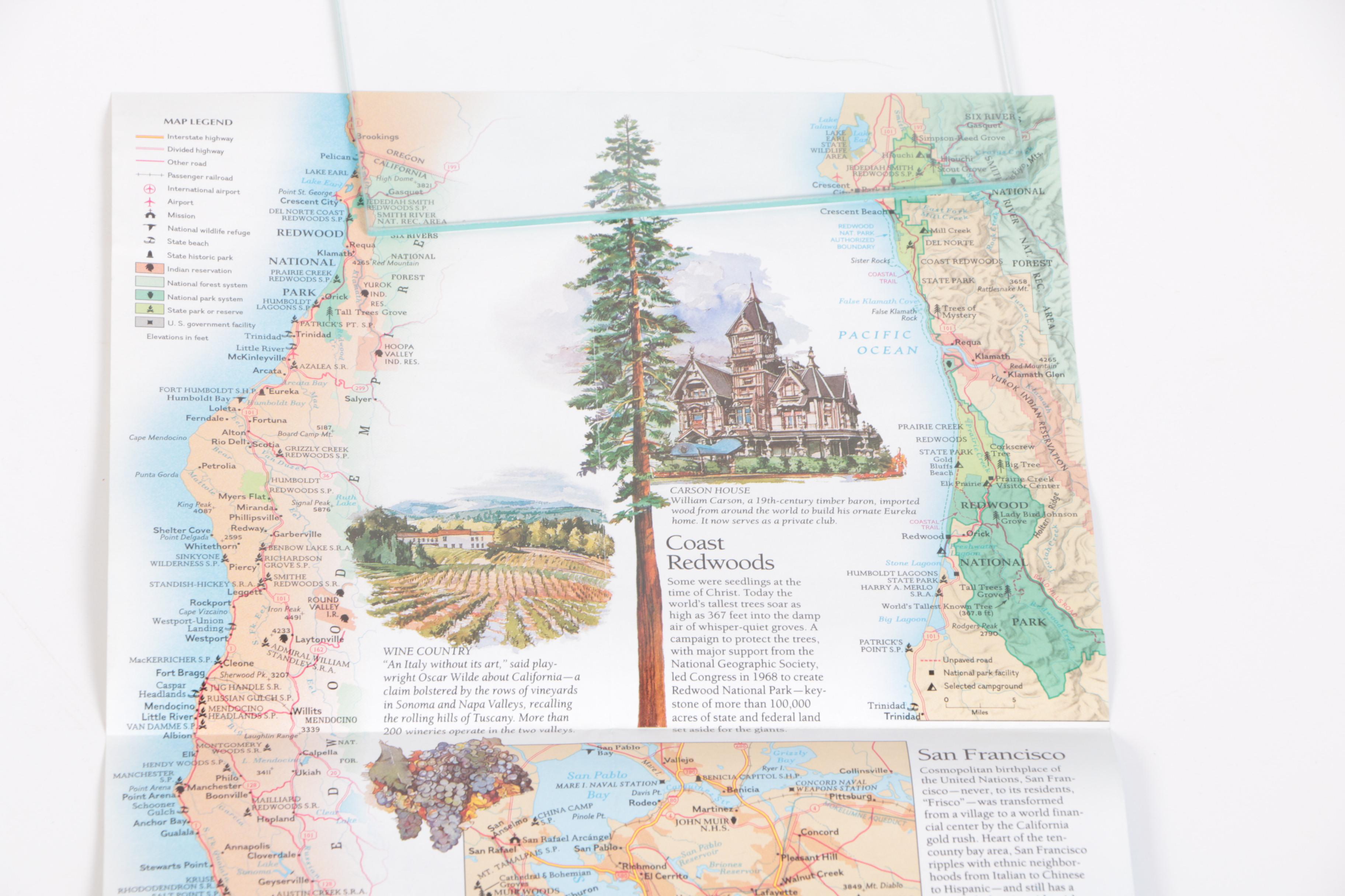 1990s National Geographic Society Maps of Japan, California and New York City