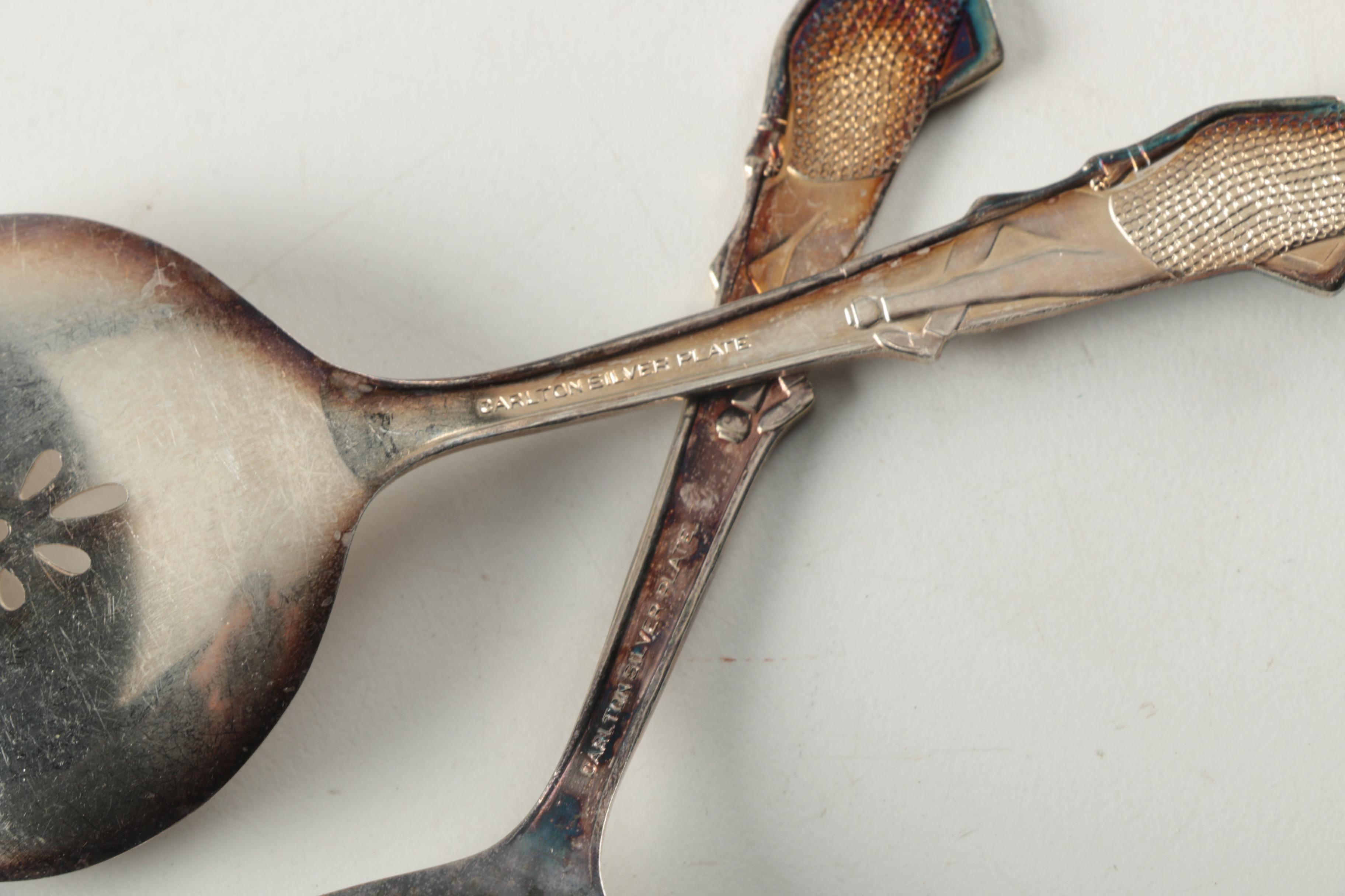 Serveware and Kitchenware Featuring Carlton Silver Plate Nut Spoons