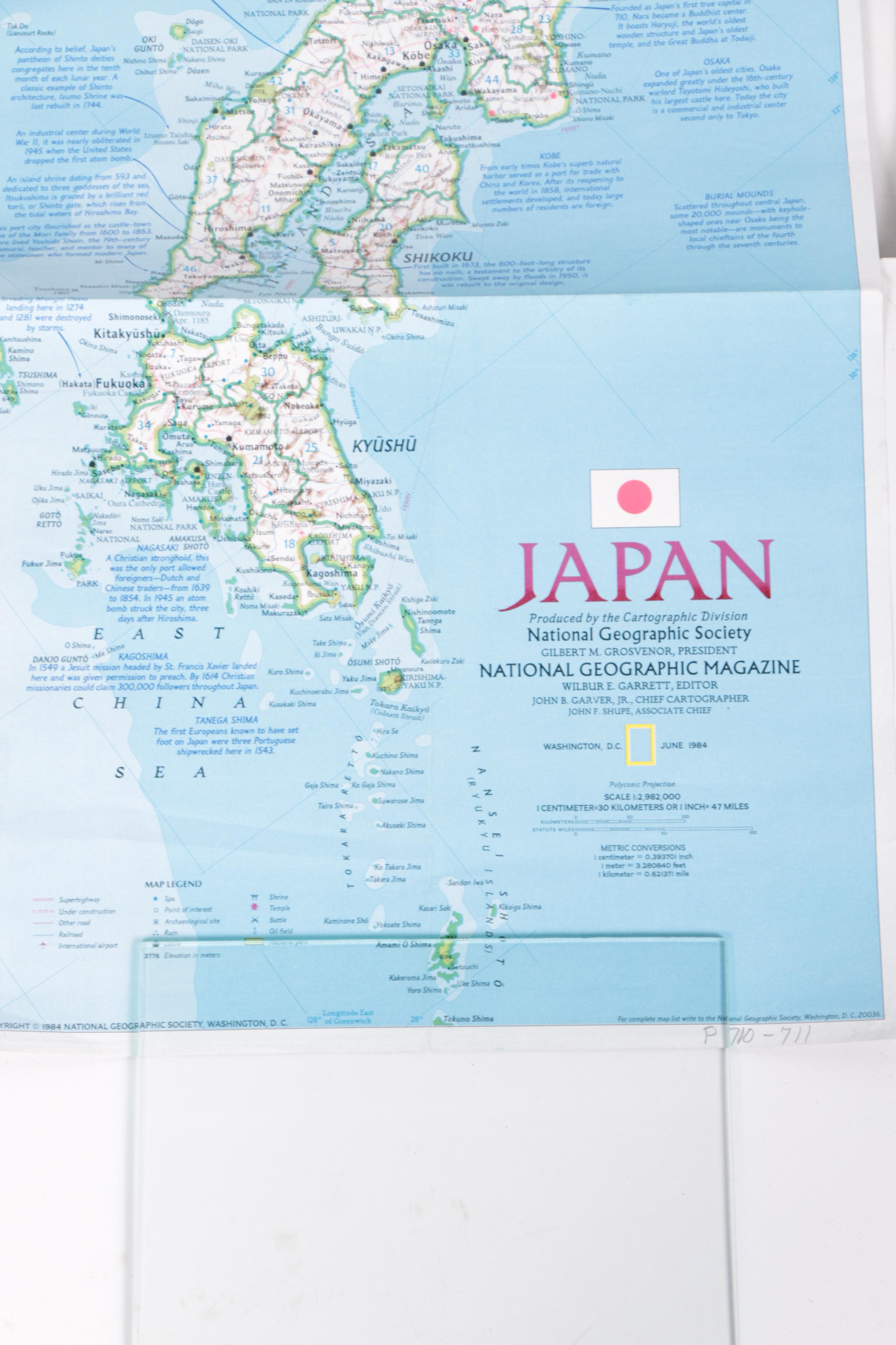 1990s National Geographic Society Maps of Japan, California and New York City