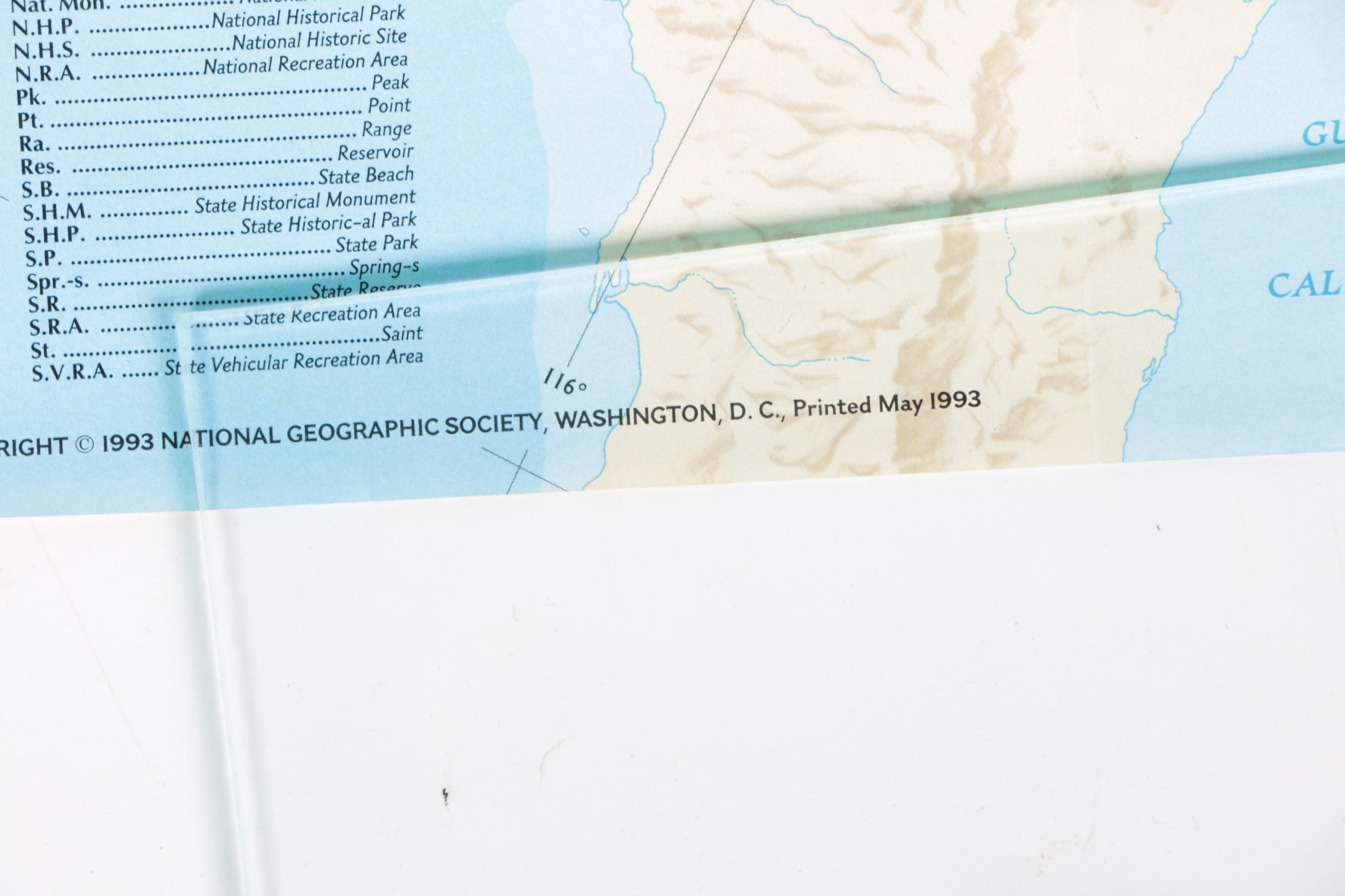 1990s National Geographic Society Maps of Japan, California and New York City