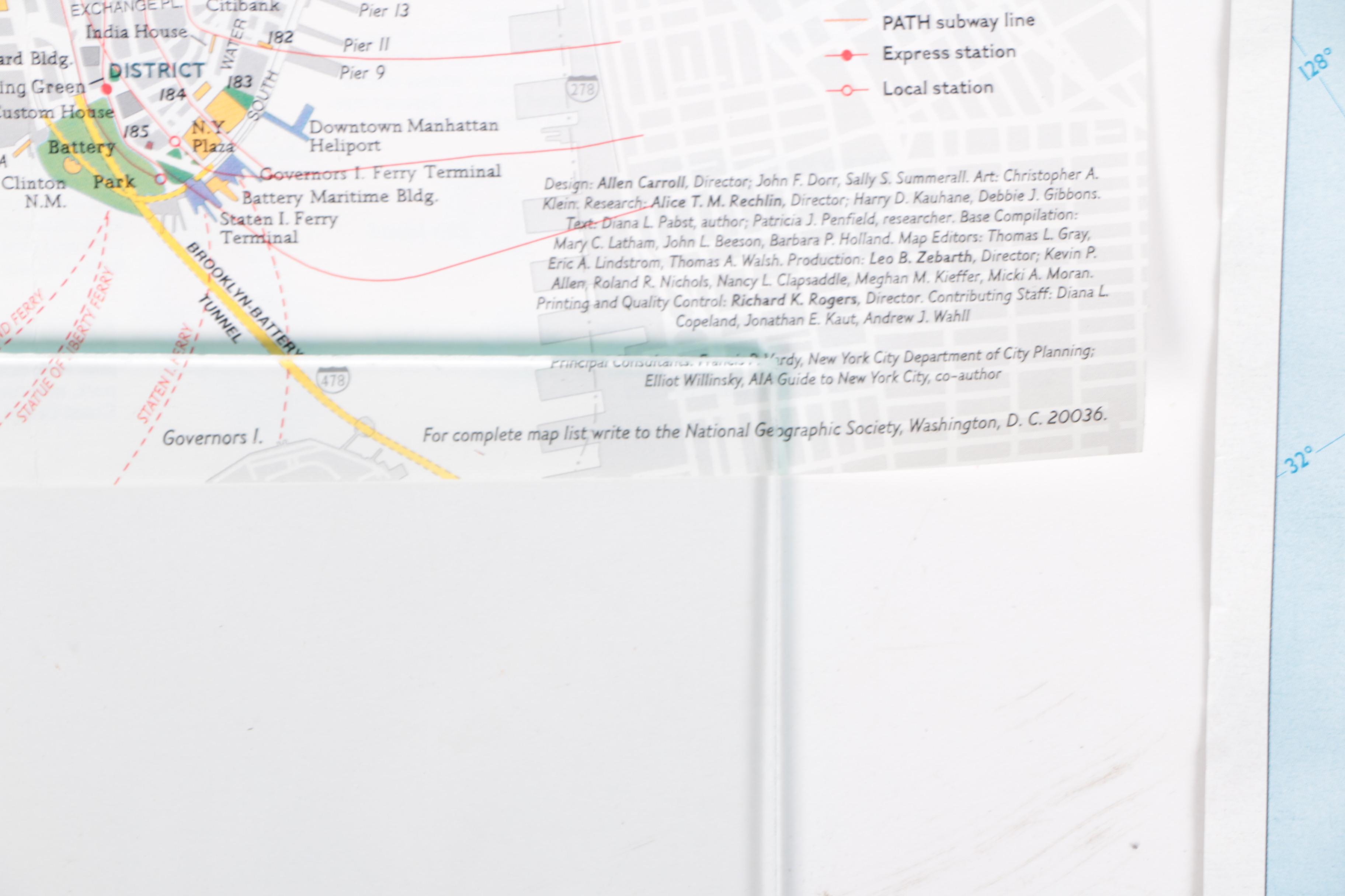 1990s National Geographic Society Maps of Japan, California and New York City