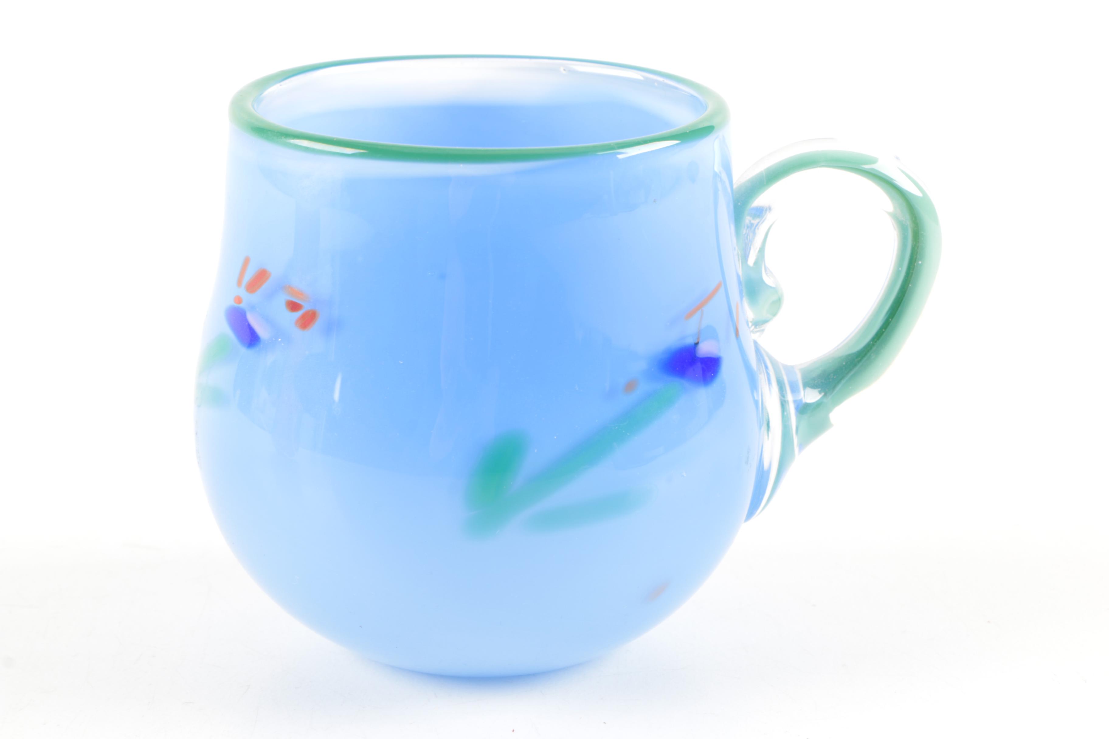 Pair of Painted Glass Mugs