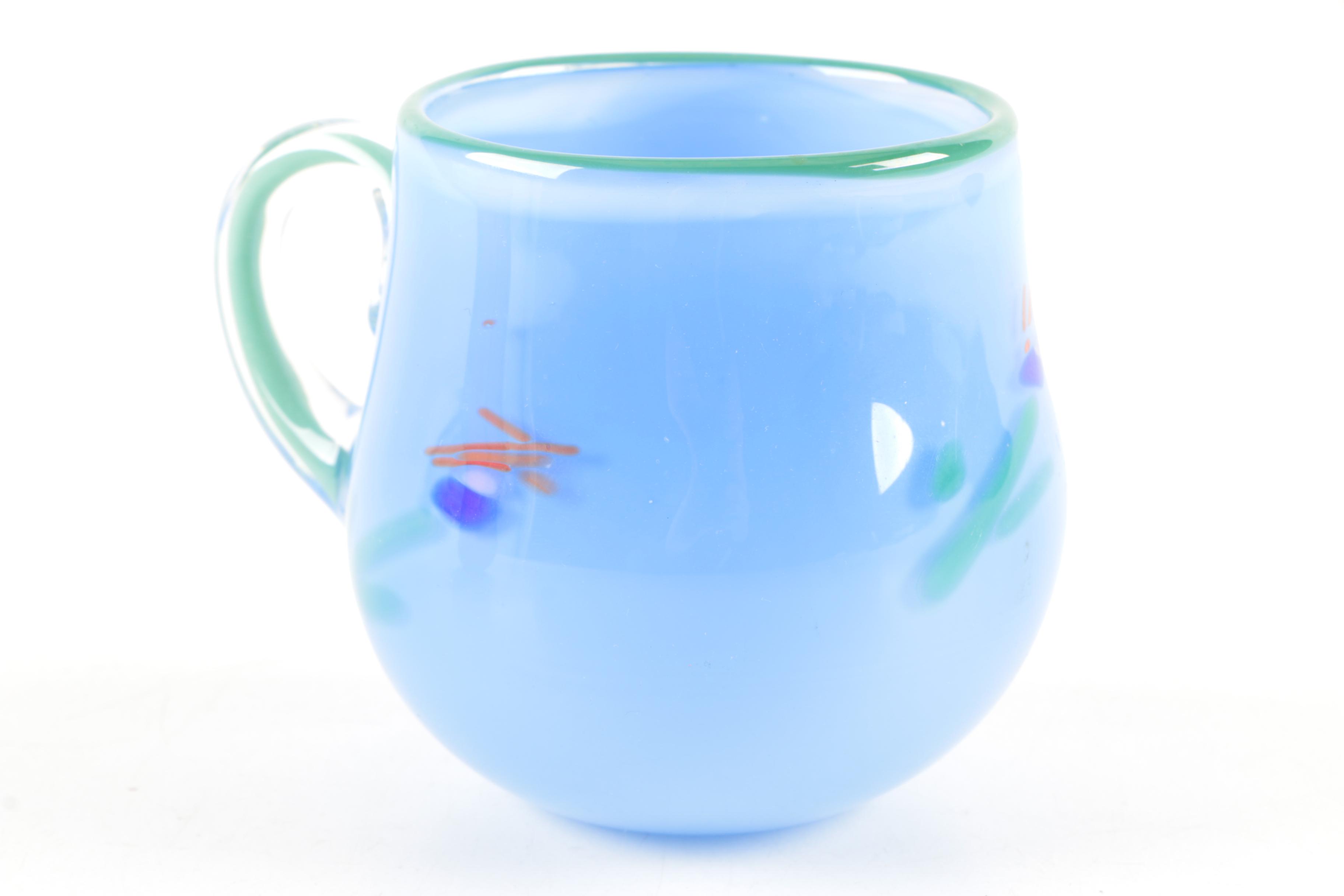 Pair of Painted Glass Mugs