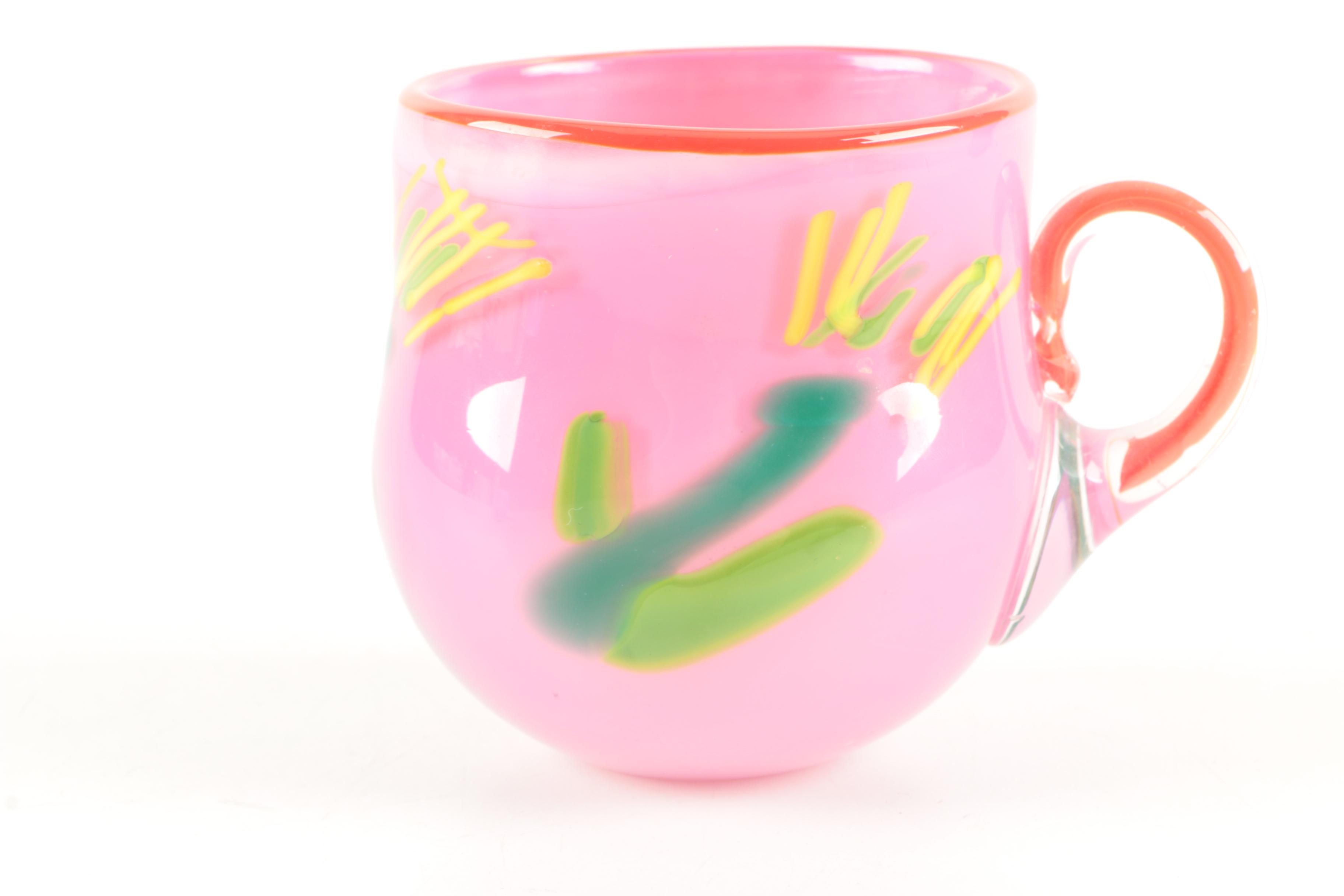 Pair of Painted Glass Mugs