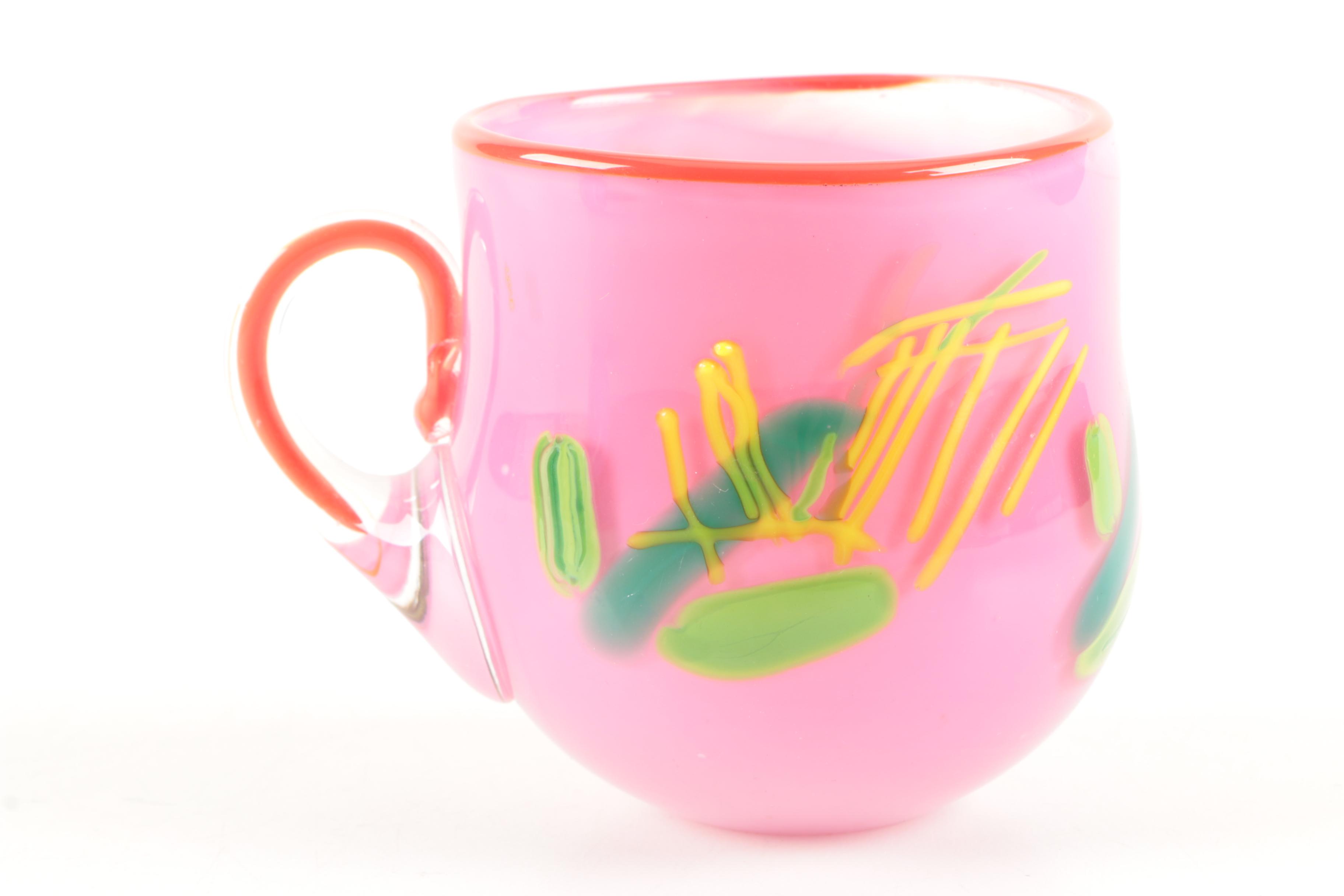 Pair of Painted Glass Mugs