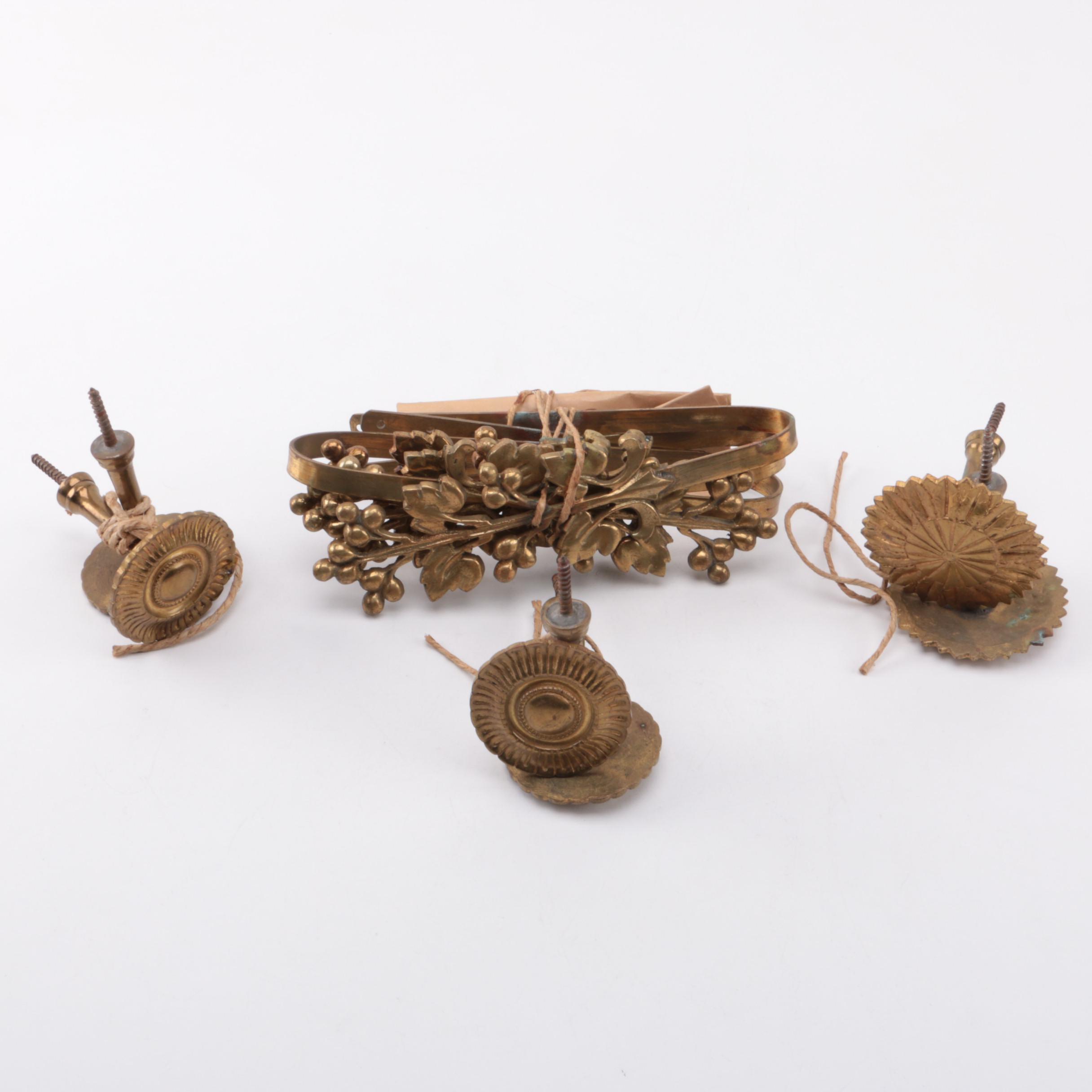 Brass Blossom Motif Handles and Brackets