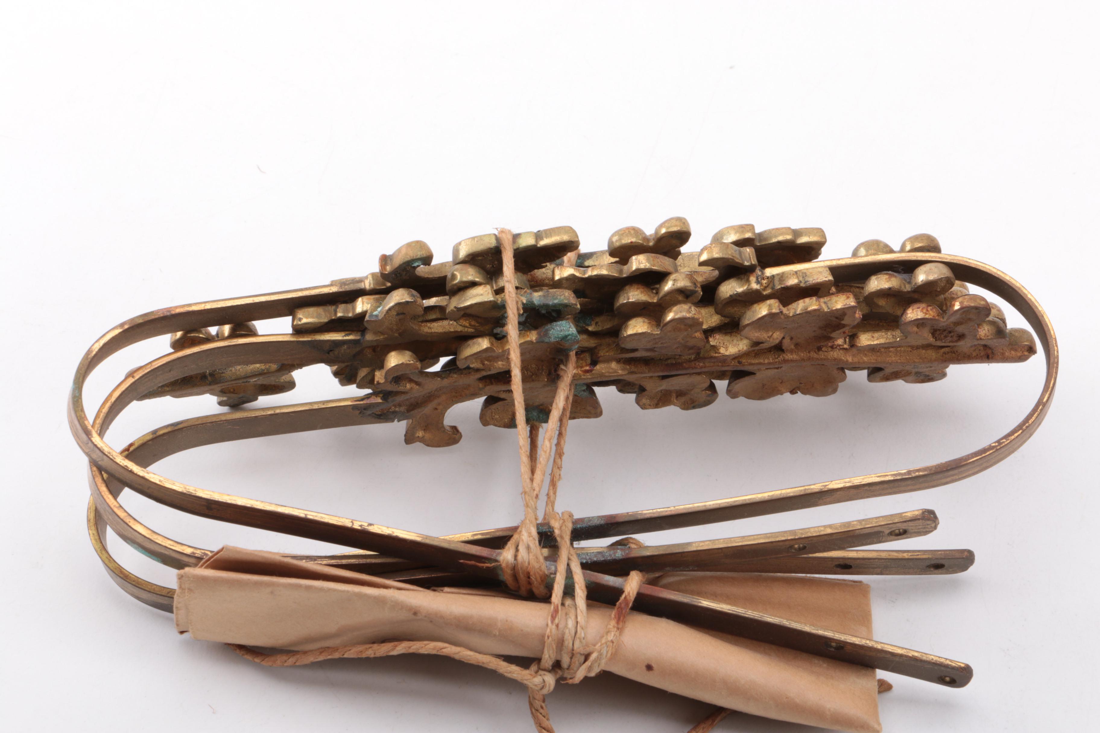 Brass Blossom Motif Handles and Brackets