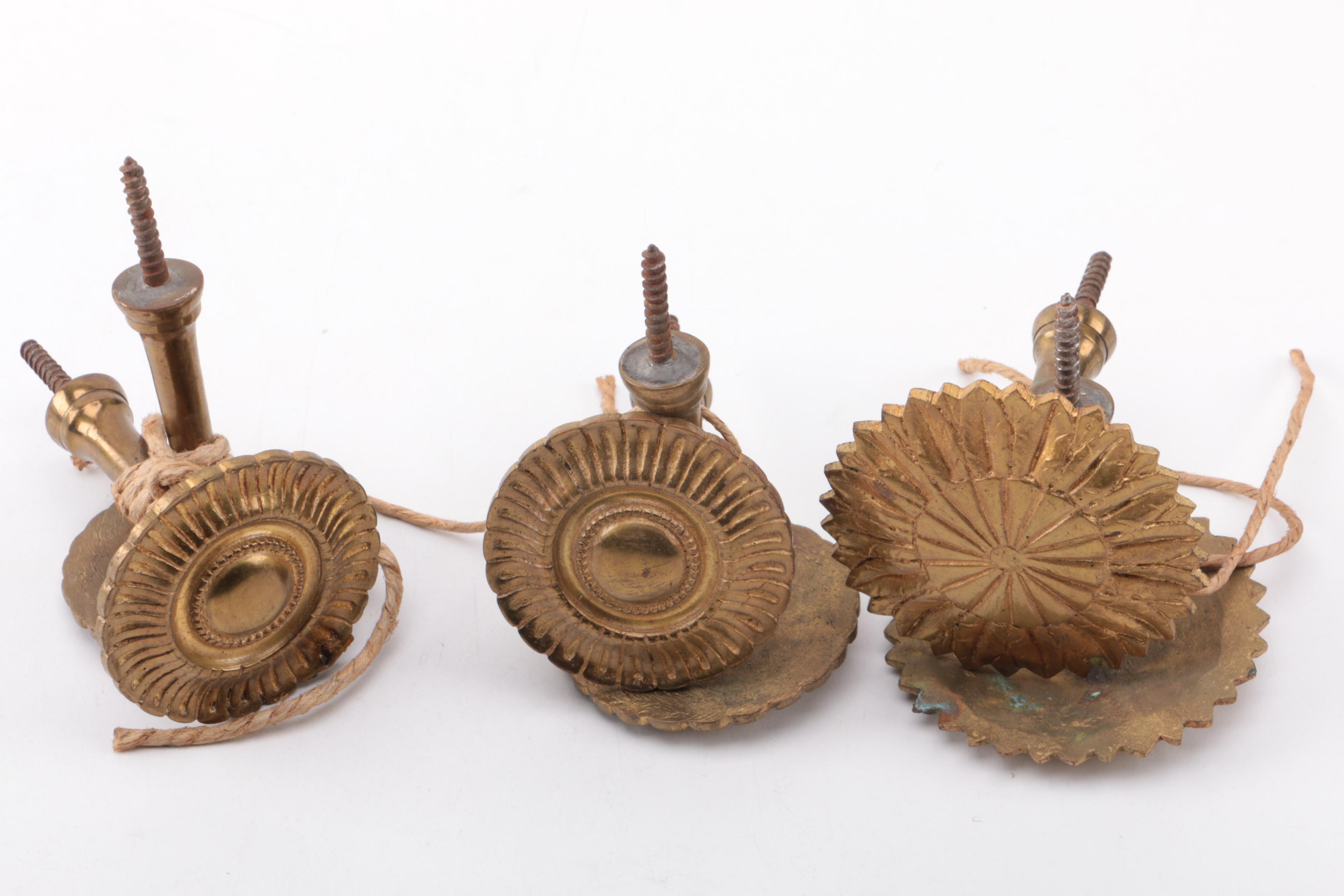 Brass Blossom Motif Handles and Brackets