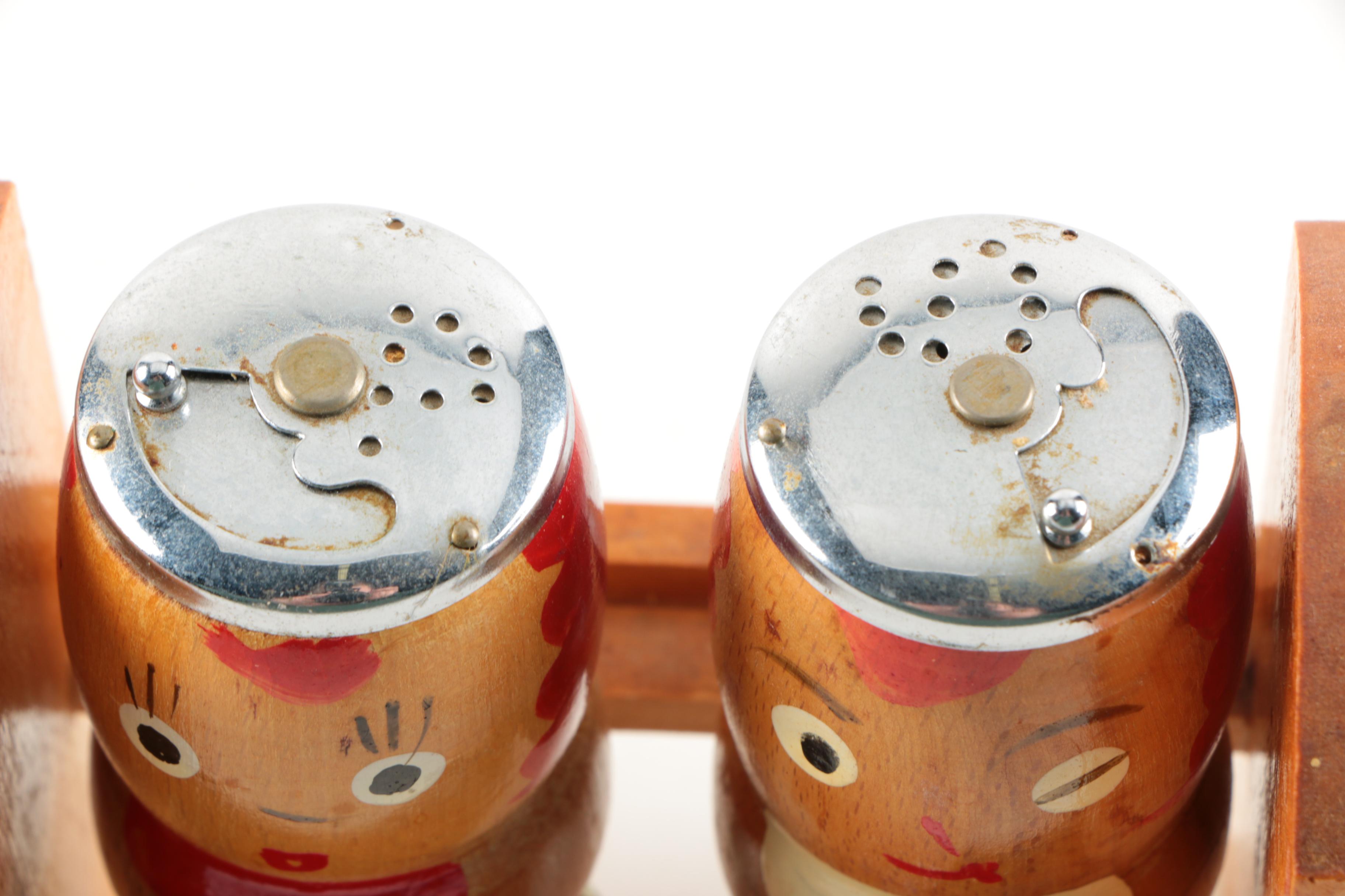 Mid-Century Modern Condiment Shaker Bottle Opener, Corkscrew and Pepper Grinder