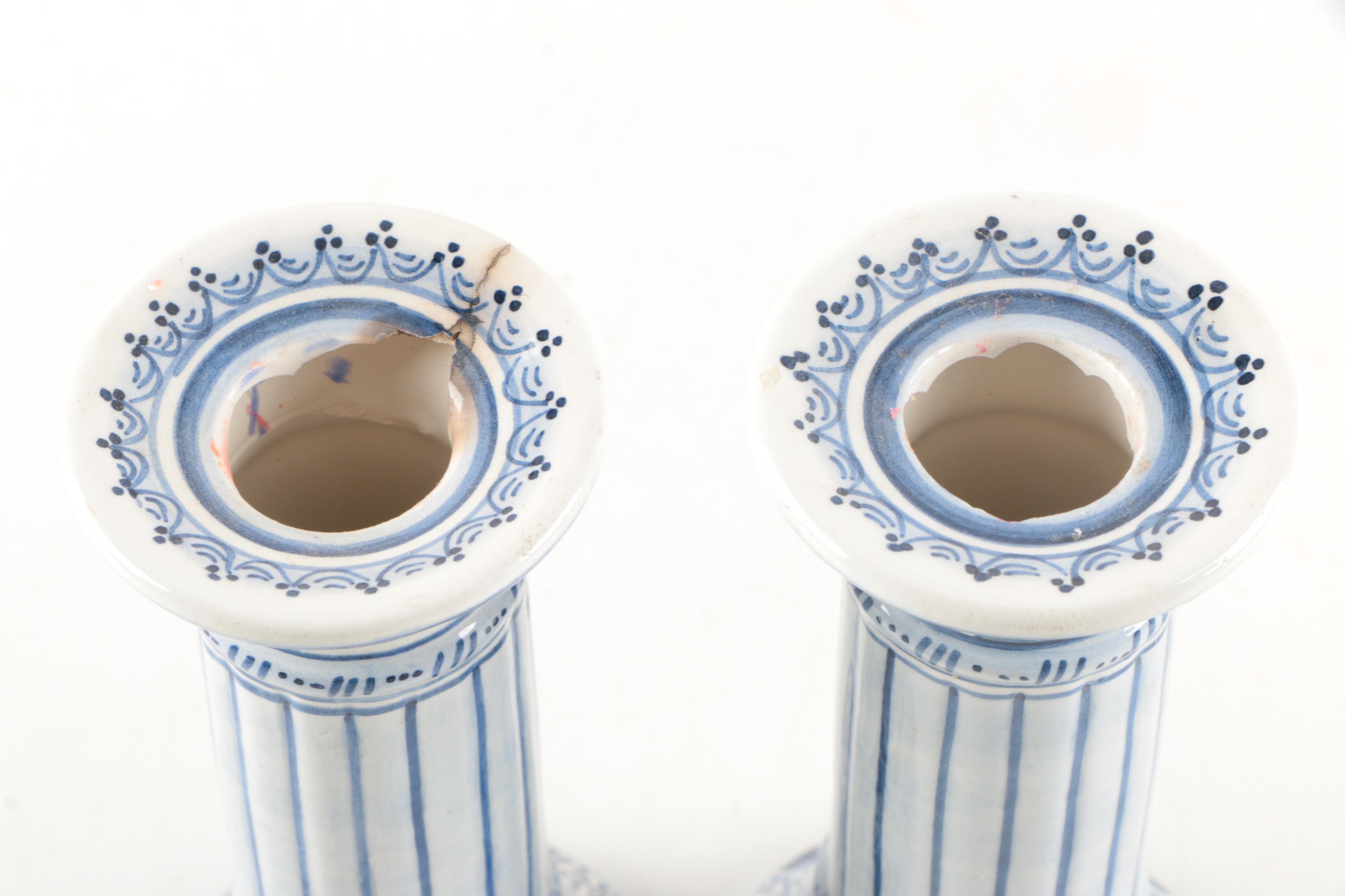 Pair of Portugal Made Ceramic Candlestick Holders