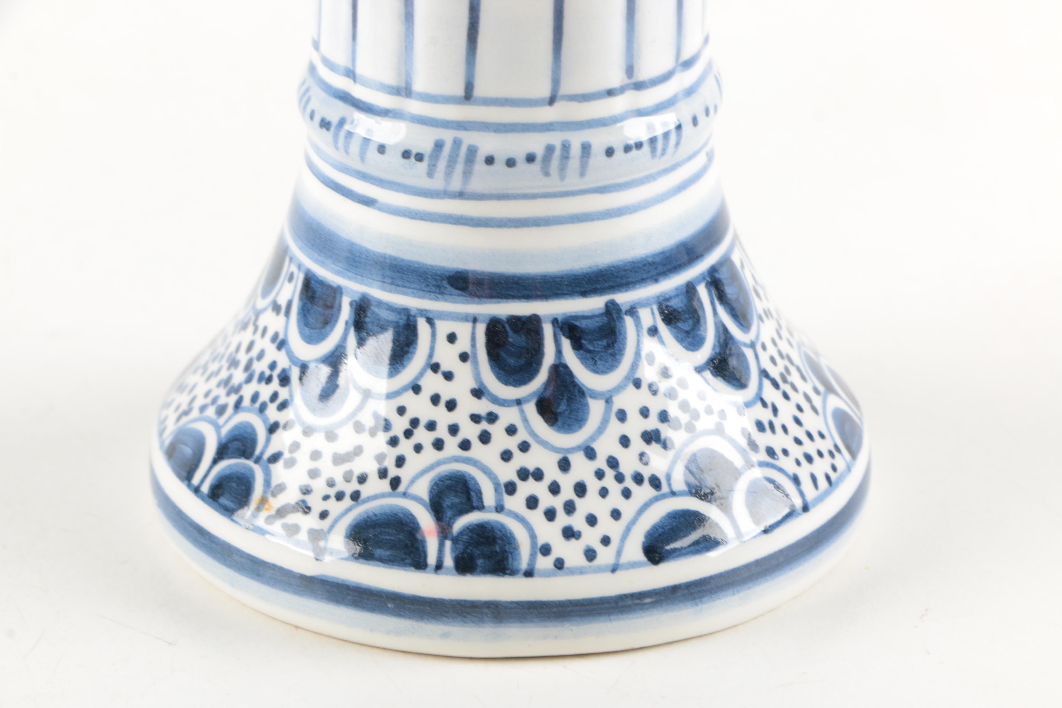 Pair of Portugal Made Ceramic Candlestick Holders