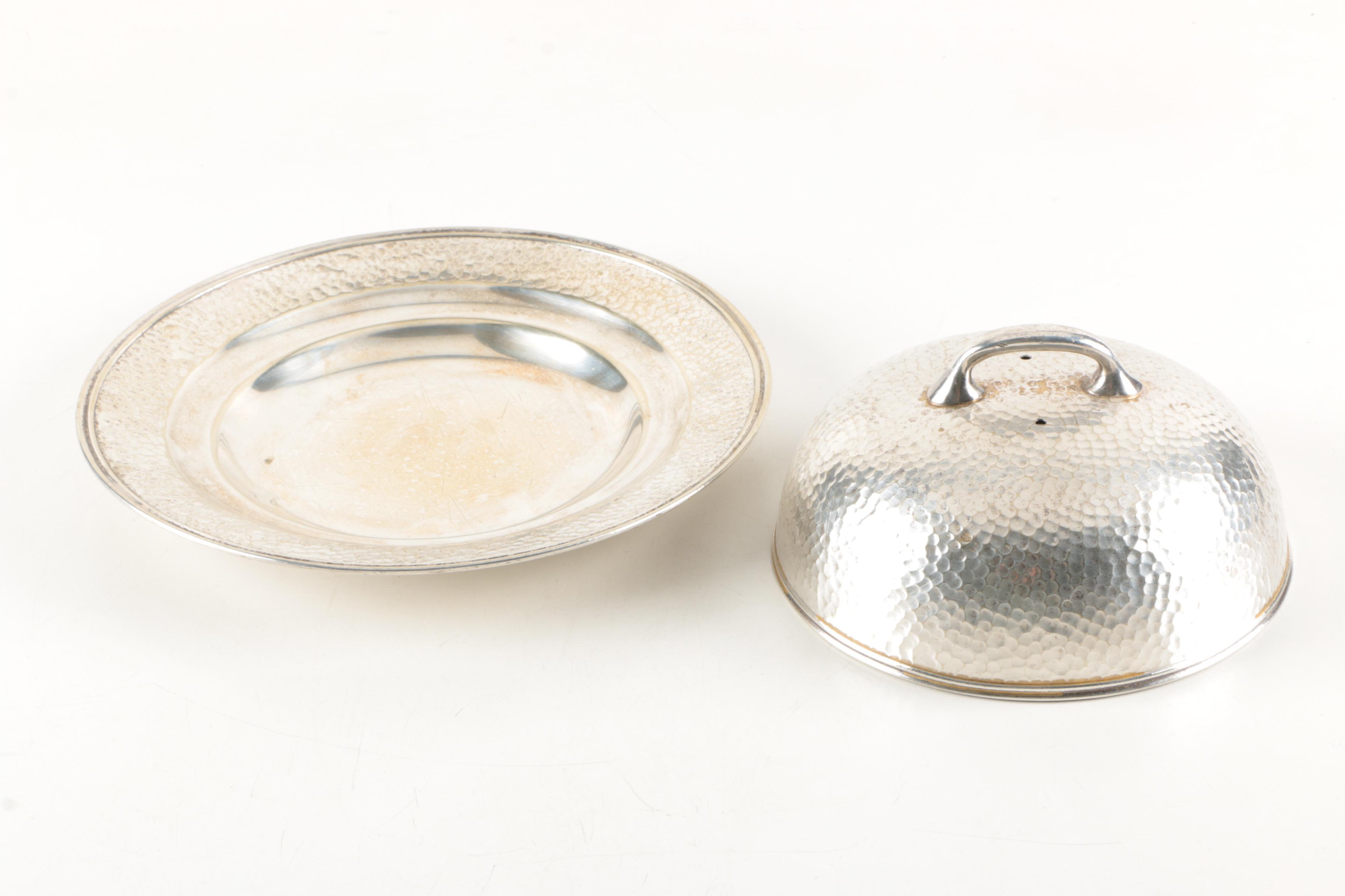 Hand-Hammered Silver-Plated Covered Dish