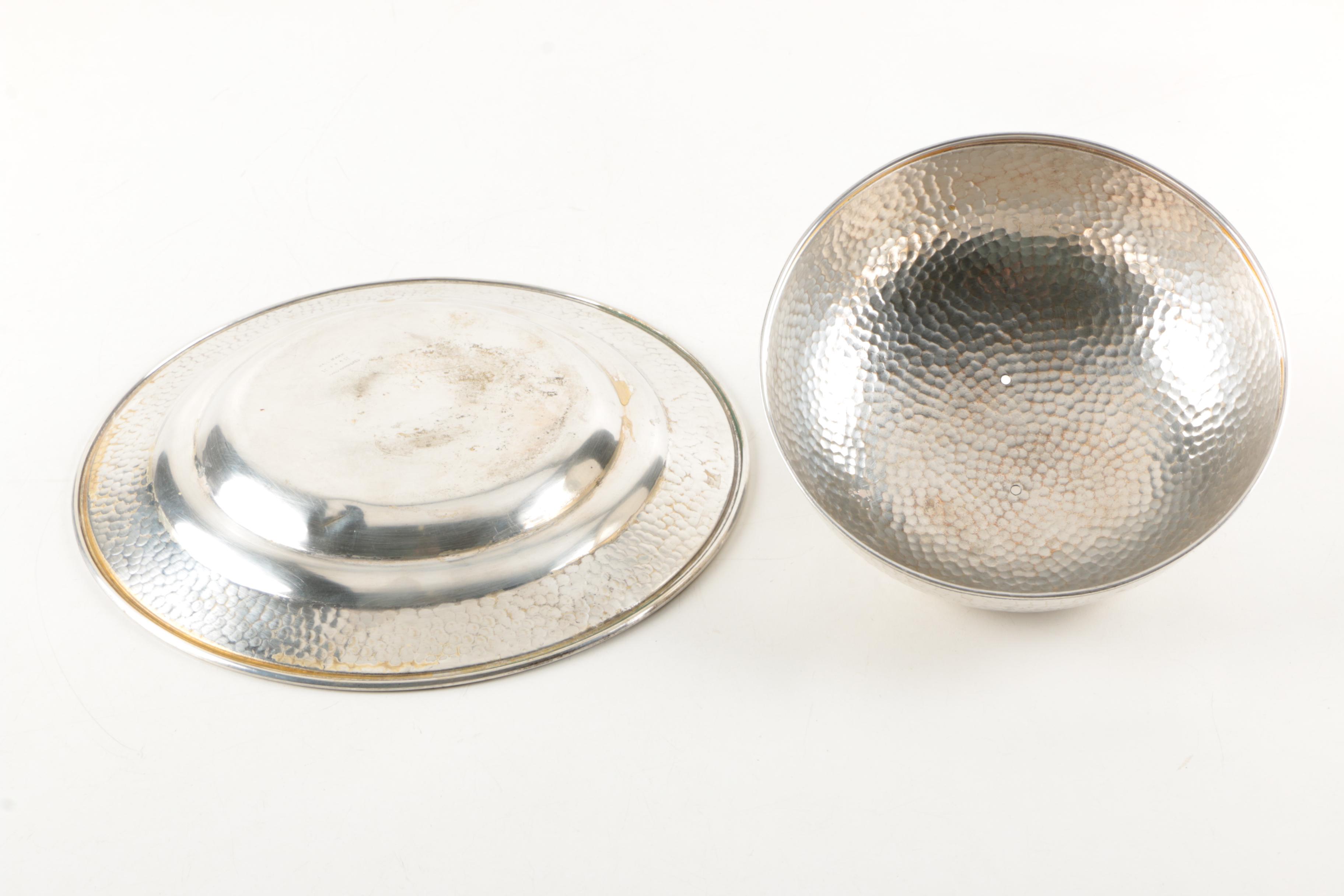 Hand-Hammered Silver-Plated Covered Dish