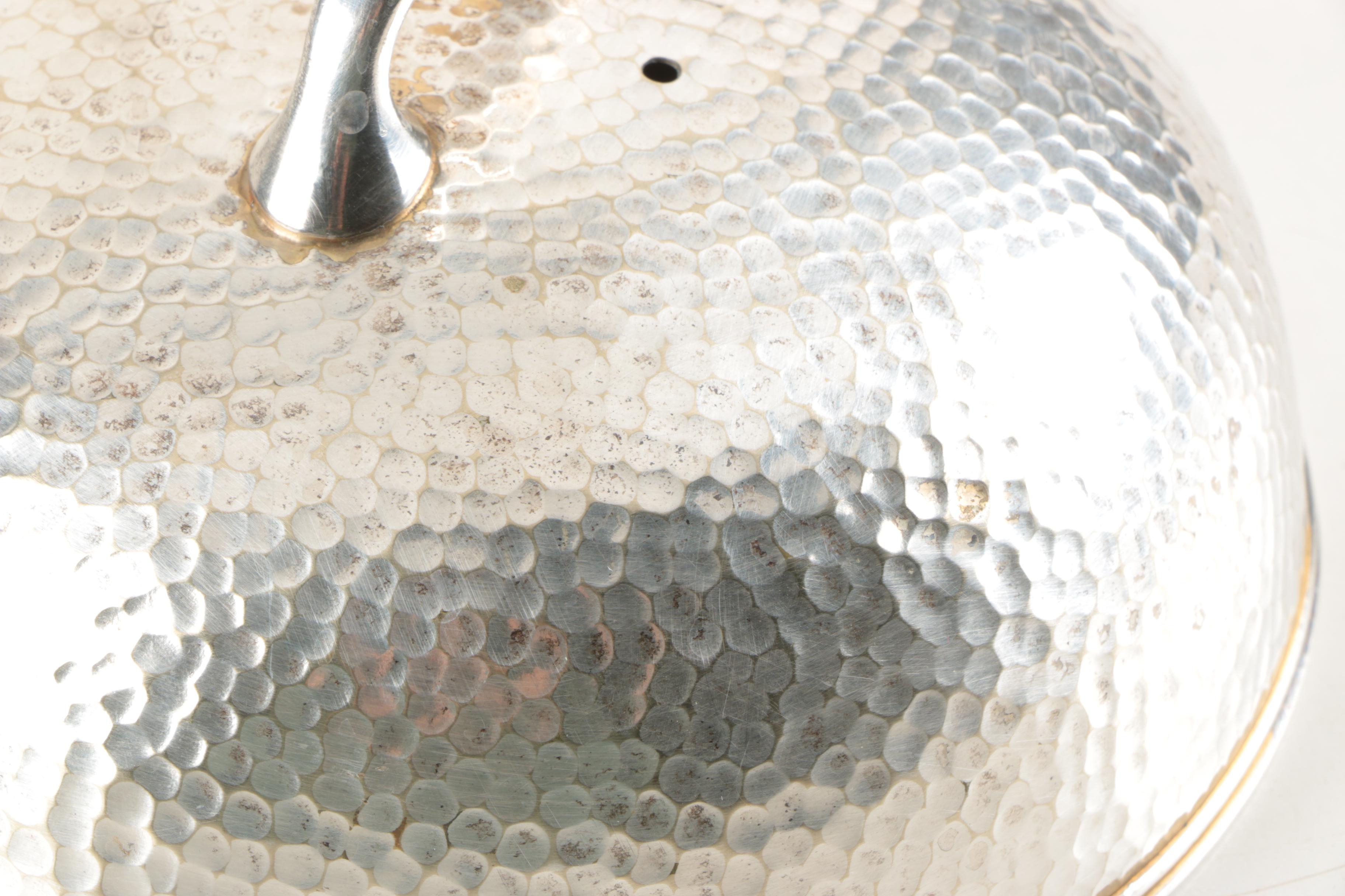 Hand-Hammered Silver-Plated Covered Dish