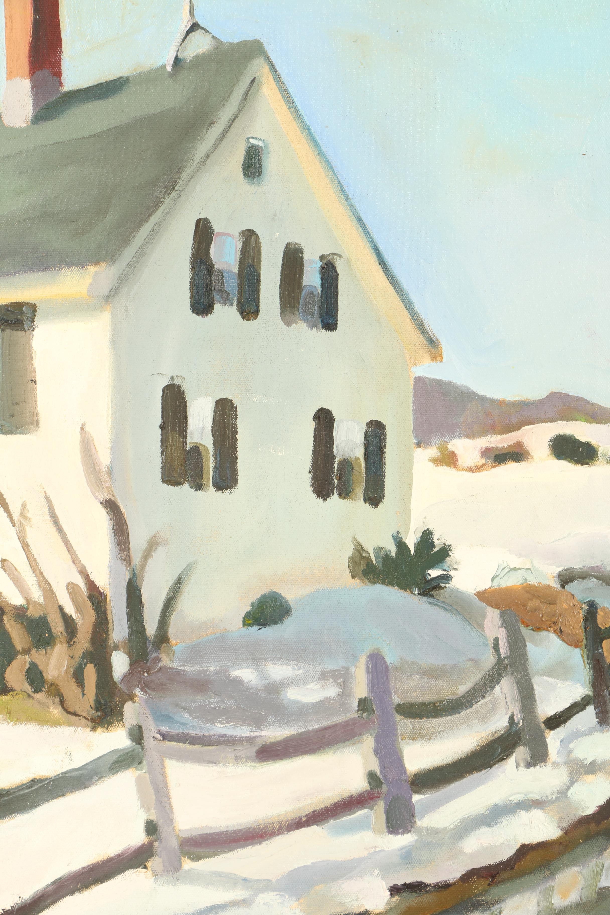 Pair of Oil Paintings on Canvas of Historic Country Homes