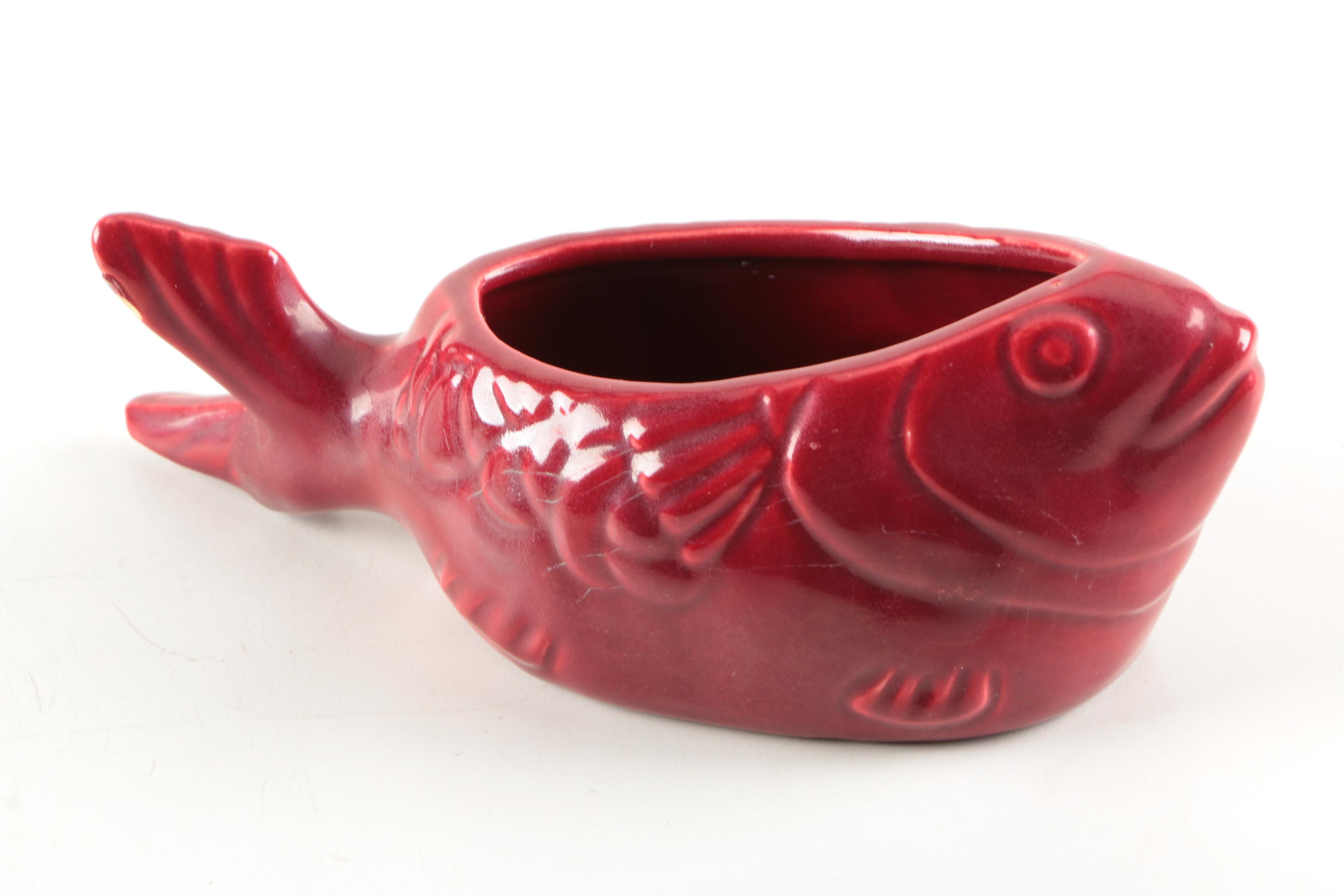 Vintage Bauer Pottery Tuna Baker with Gravy Boat